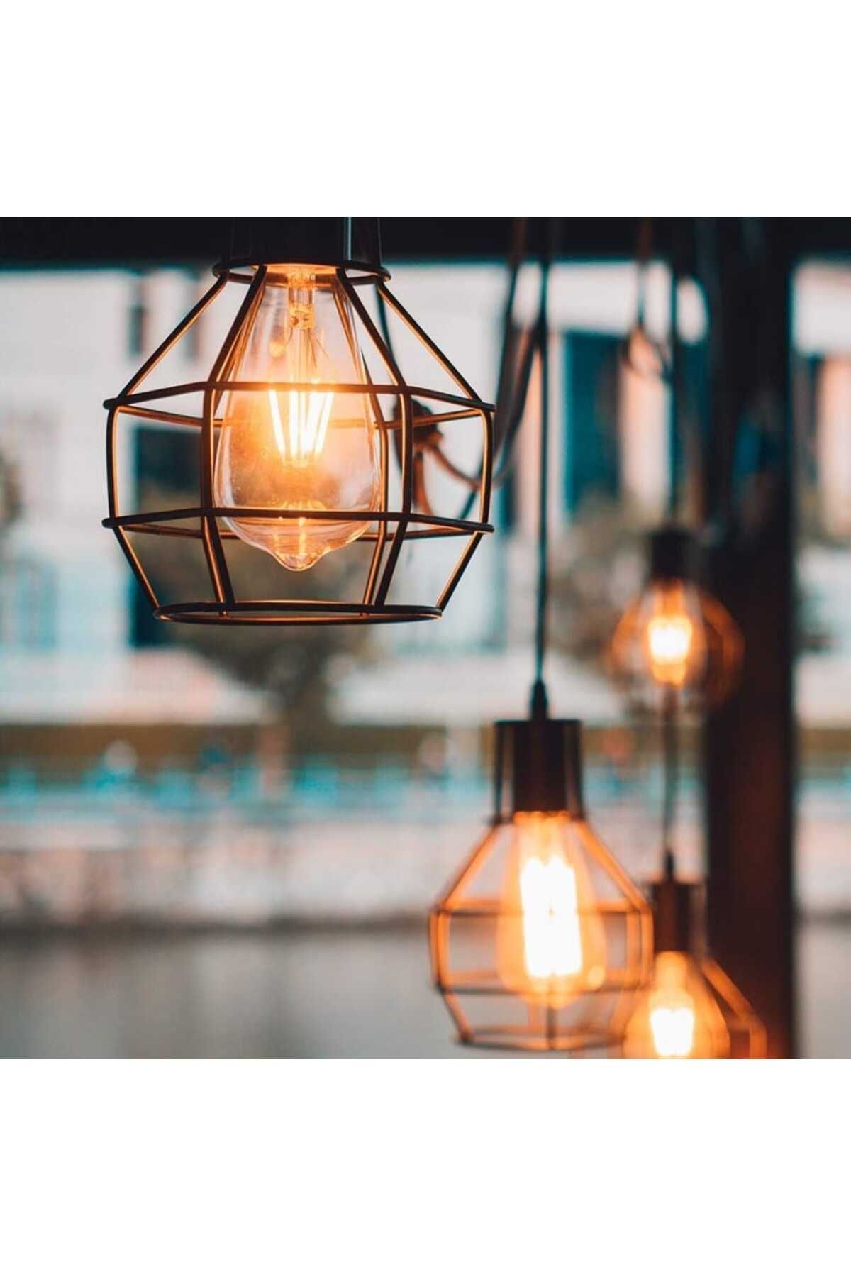Viesteknoloji-CHANDELIER BULB WITH LED FLEMAN ST64 PEAR TYPE RUSTIC BULB E27 GLASS BULB WITH BASE 4