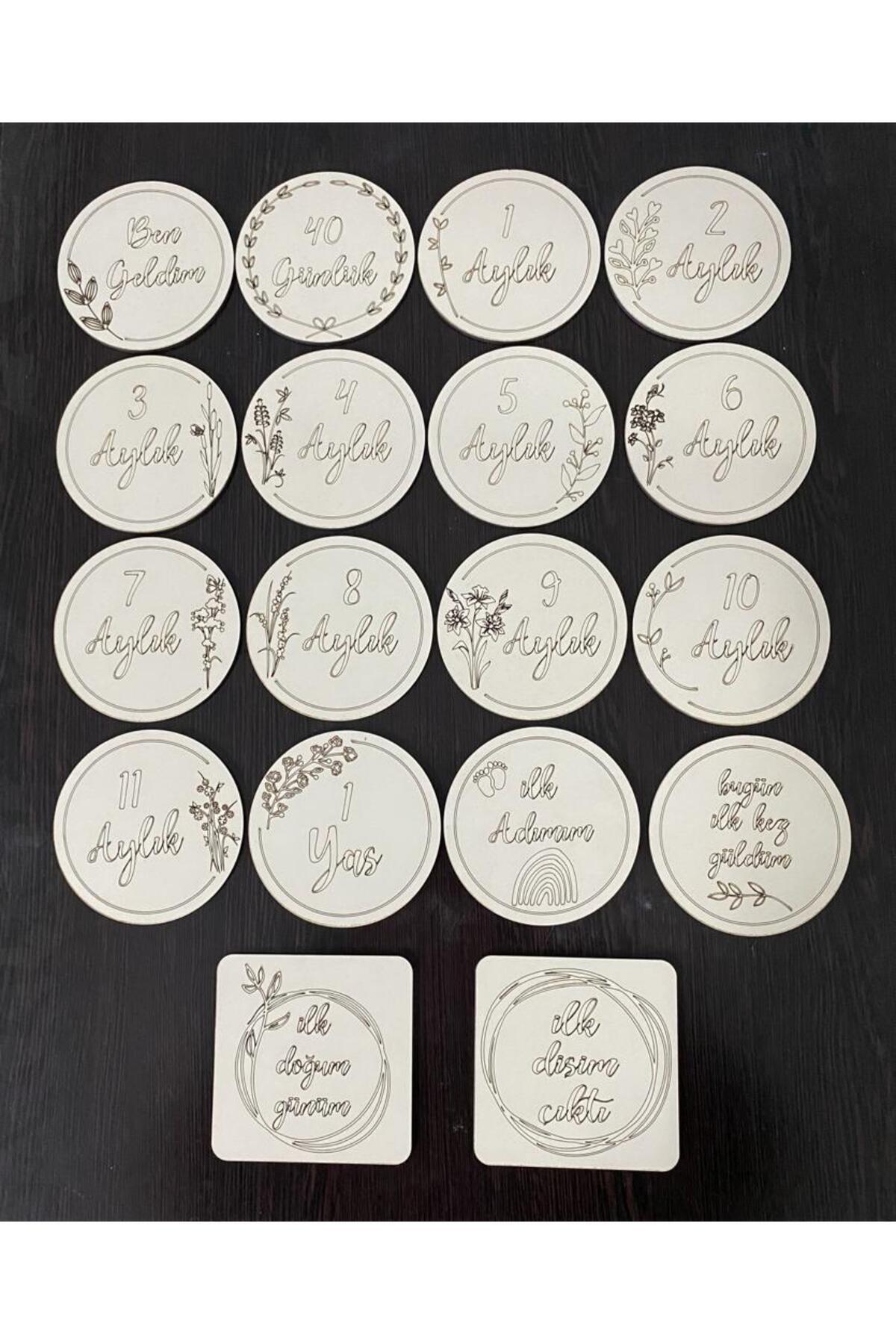 18 Pieces Monthly Wooden Baby Memory Card Set Baby Monthly Photo Cards Baby Gift Souvenir Card