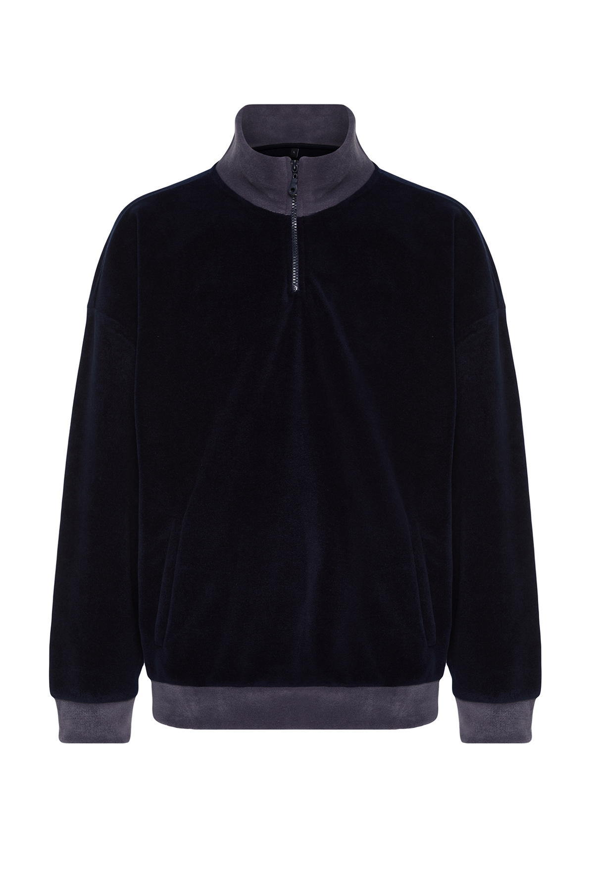  Trendyolmilla Man Lacivert Oversize/Geni? Kesim Dik Yaka Renk Blok Anti-pilling Polar Polar Sweatshirt