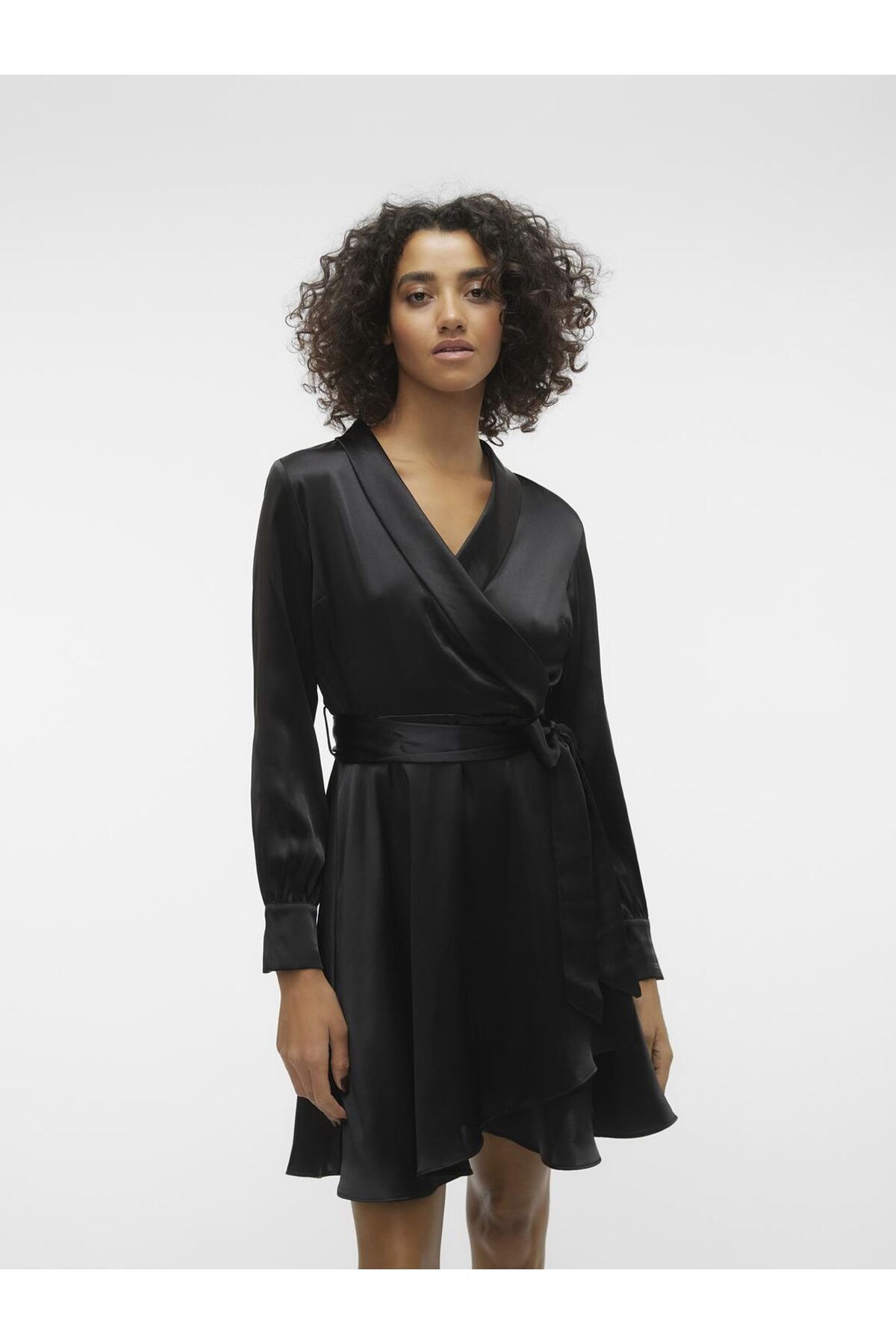 Vero Moda-Kleid VMBEATRICE LS SHAWL NECK KURZES KLEID VMA 5