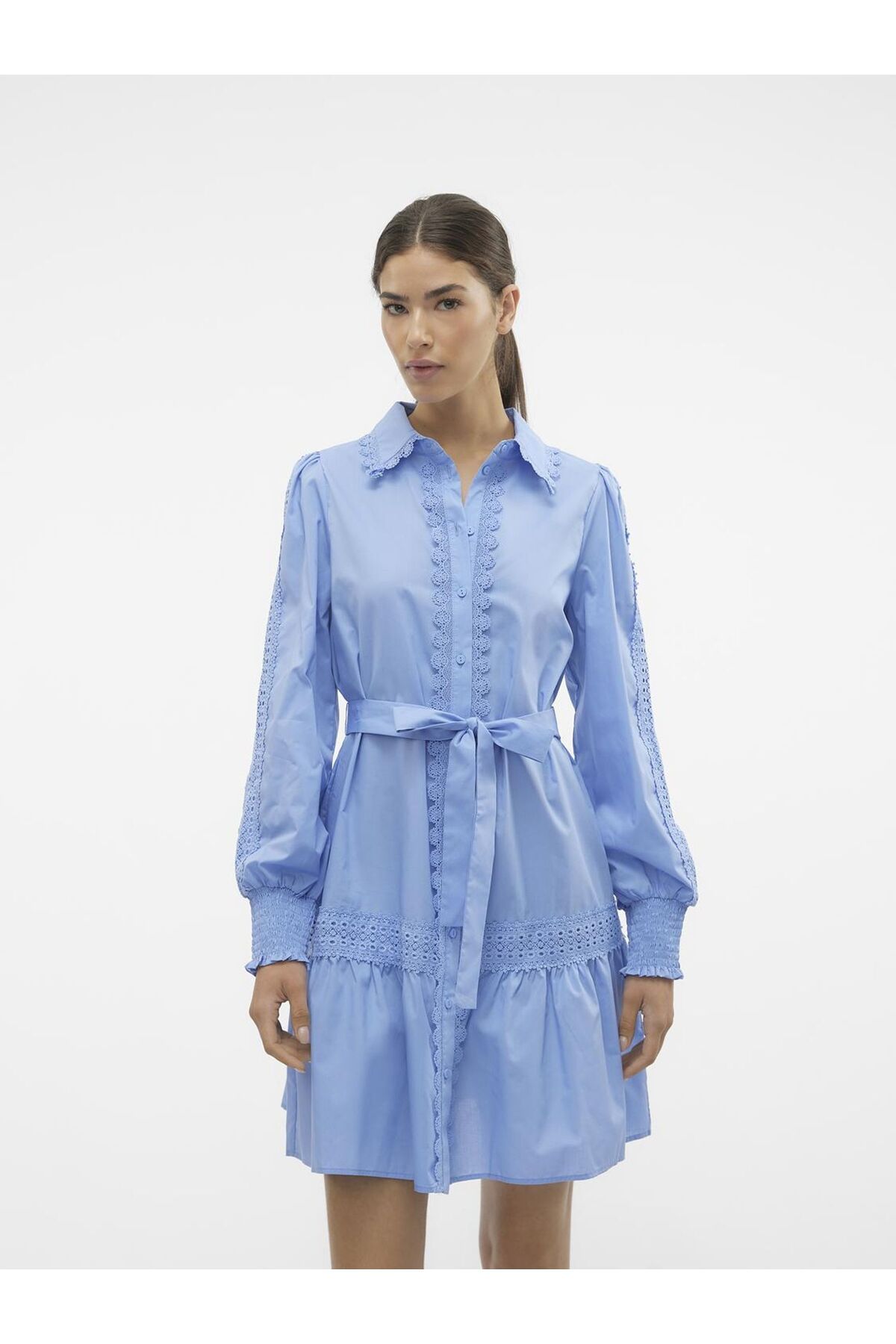 Vero Moda Kleid VMRACHEL L/S LACE SHORT DRESS WVN EXP - Trendyol