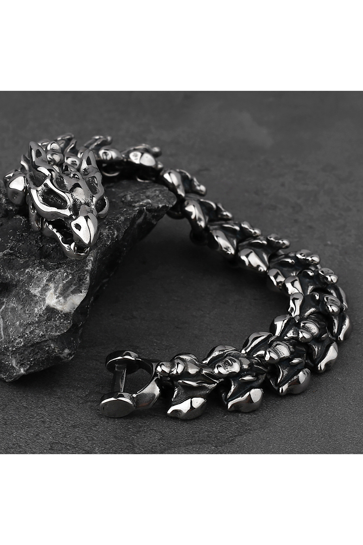 Ouroboros Dragon Design Stainless & Tarnish 316L Steel Bracelet