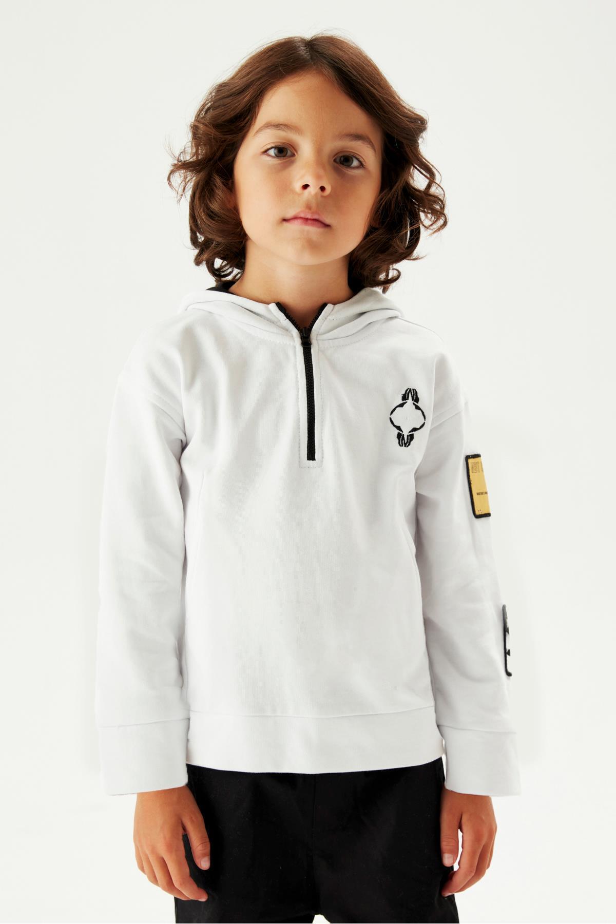 سویشرت پسرانه سفید Nebbati | 23FW1NB3436 اورجینال - تصویر 2