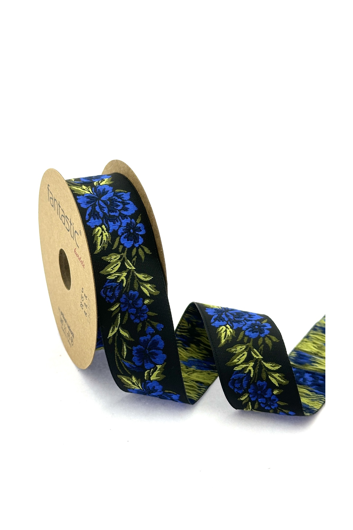 FLORAL PATTERNED WOVEN BORDER RIBBON (35mm WIDTH - 10mt LENGTH)