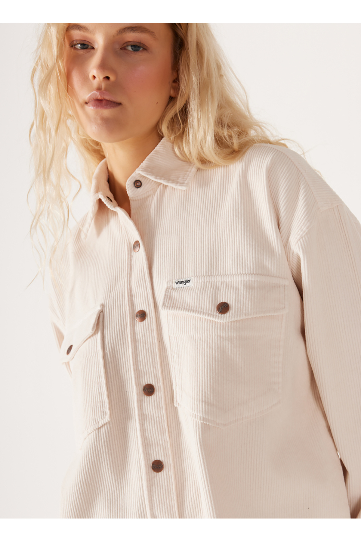 Wrangler  Oversize Gömlek Yaka Ekru Kadın Gömlek W232160104-Ekru - Görsel 3