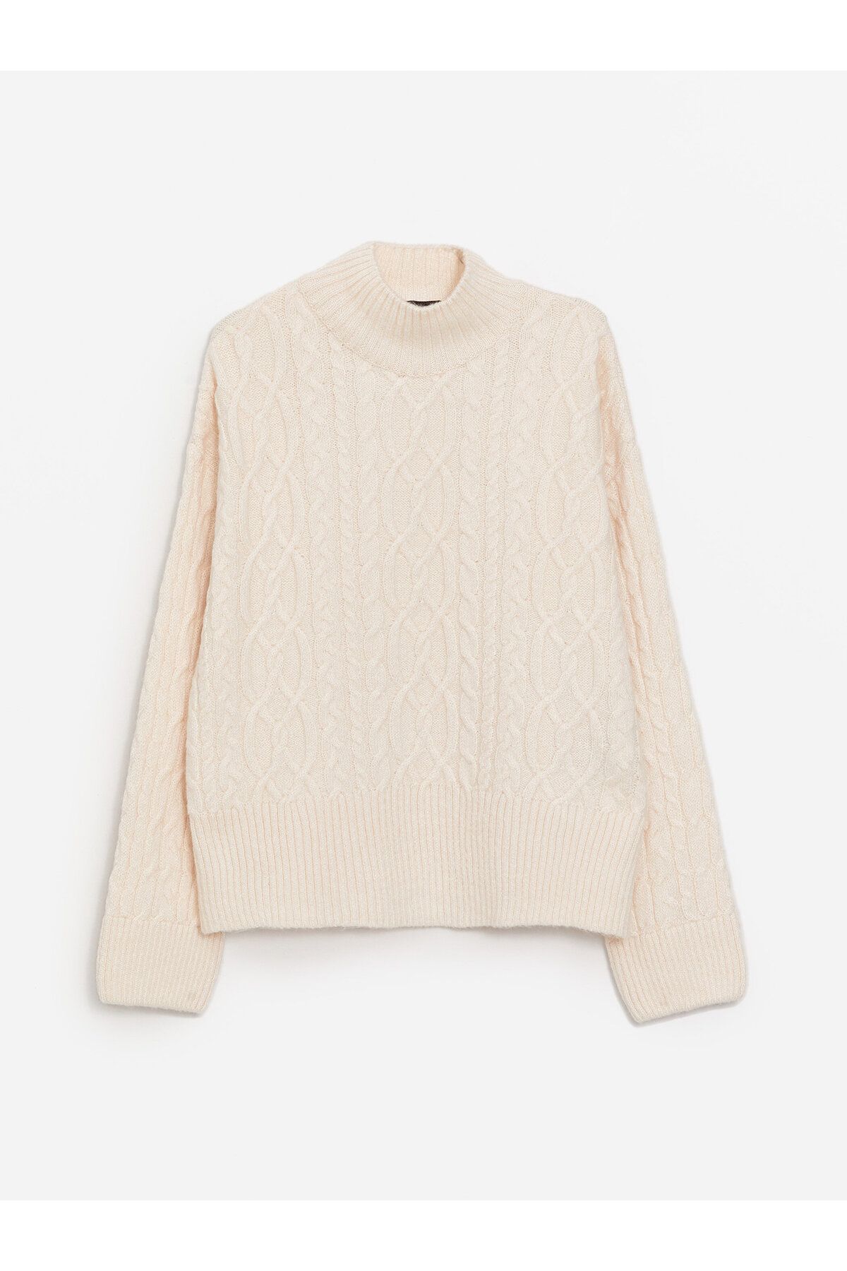 LC Waikiki Damski Sweter Oversize Z Golfem I Długim Rękawem, We Wzory Kobieta - M