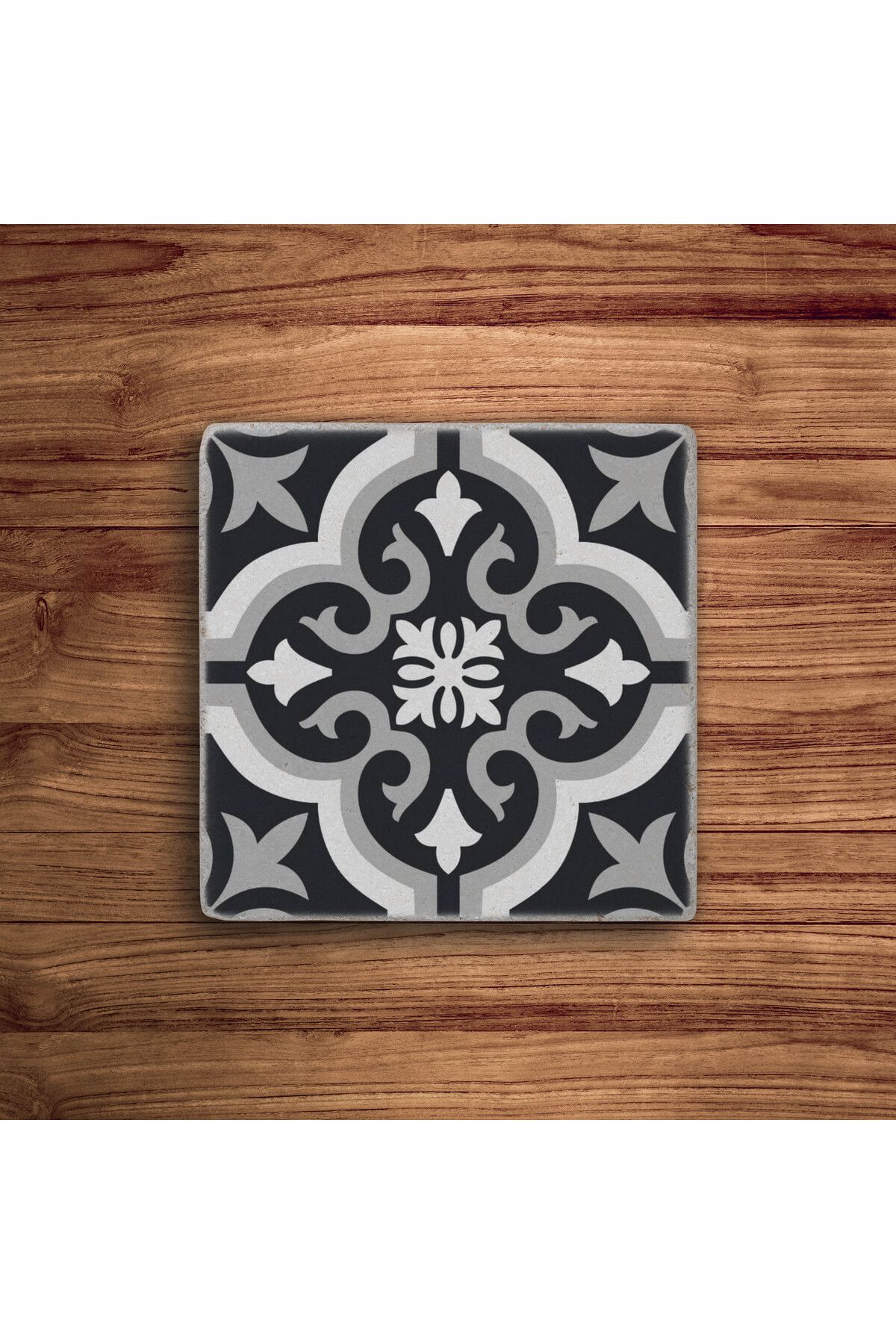 Baumatelier-Gray Tile Pattern Natural Stone Travertine Coasters Set of 4 2