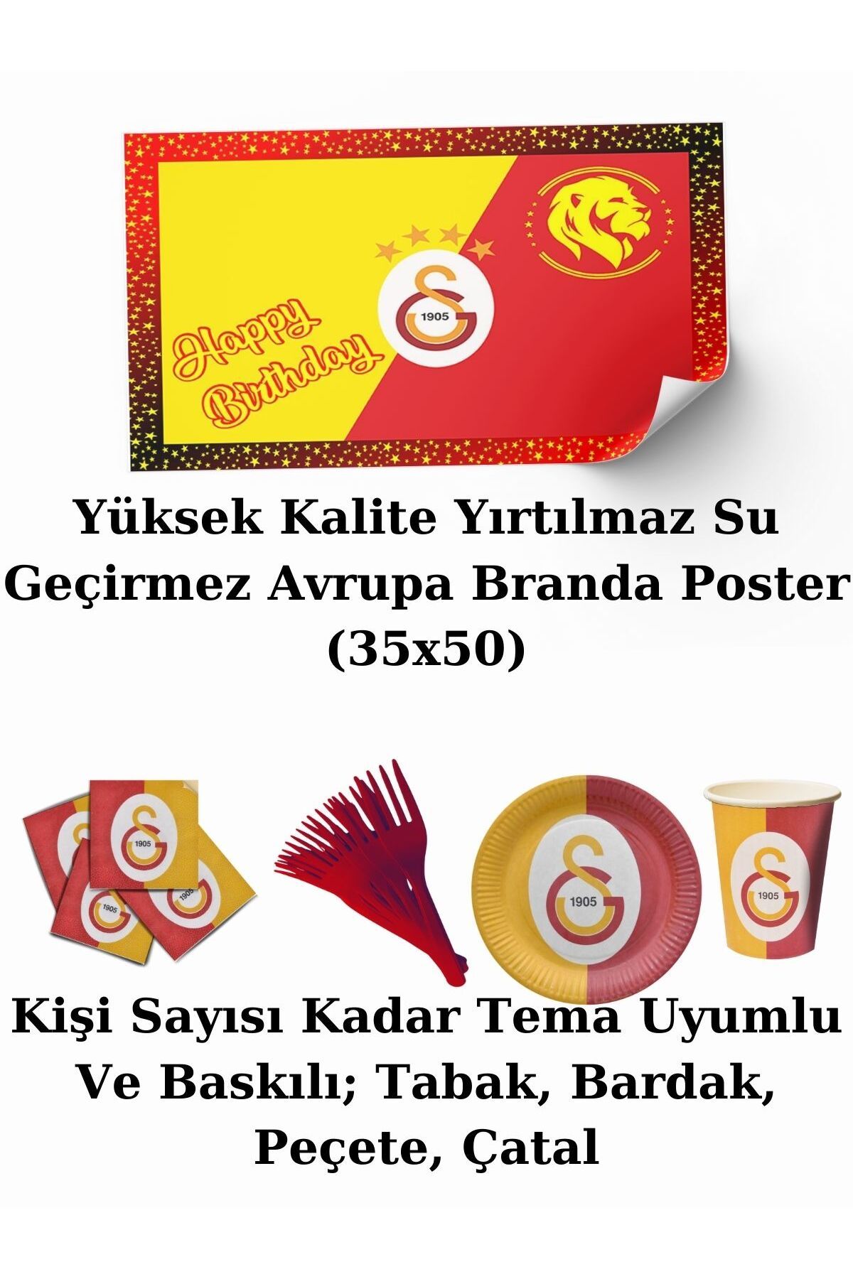 Galatasaray Afişli 8 Kişilik Doğum Günü Parti Malzemeleri Süsleri Seti Lxst