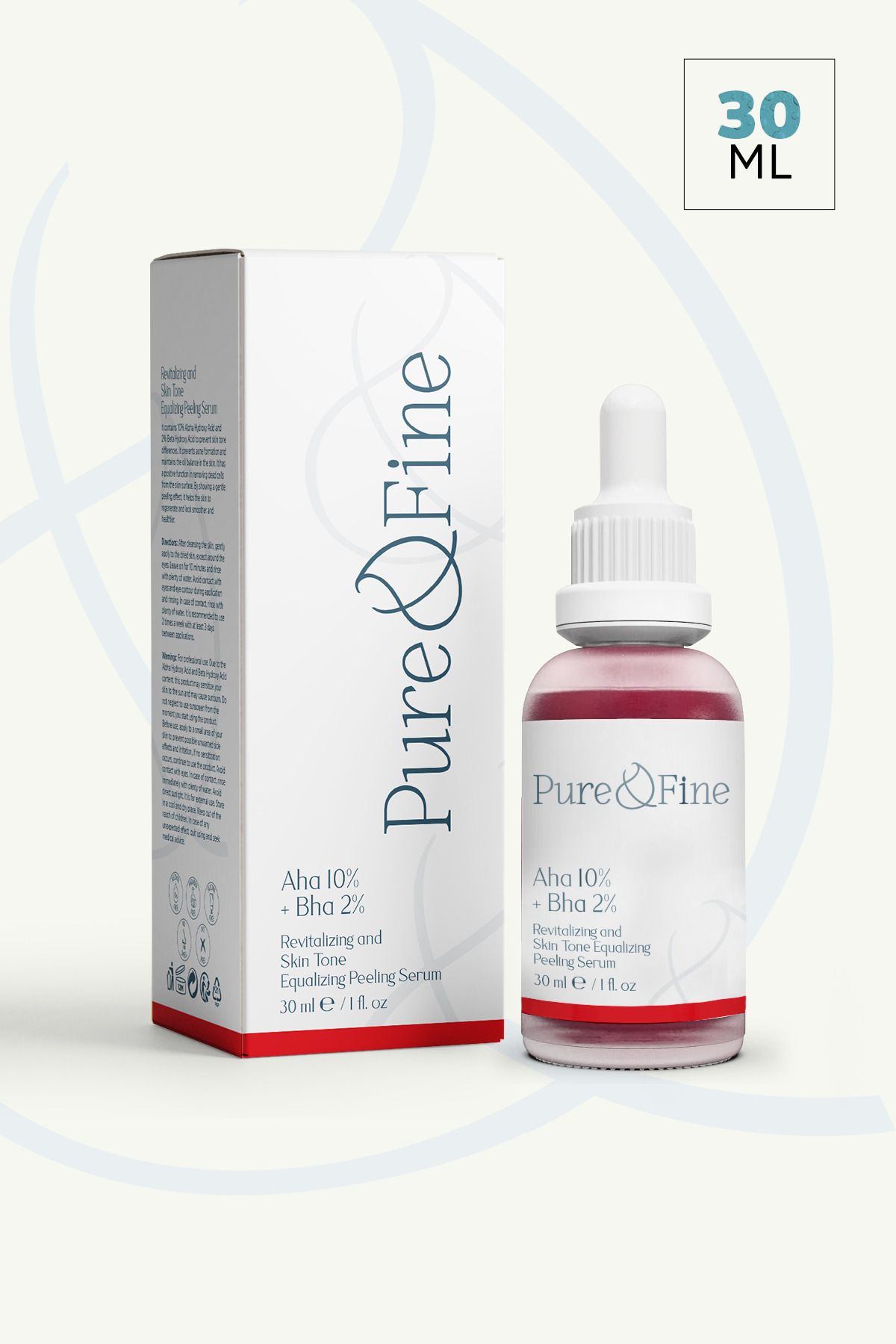 pure fine-Aha 10% + Bha 2% containing - rEvitalizing and SKin TonE Equalizing rEd Peeling SKin SErum 30 Ml 5
