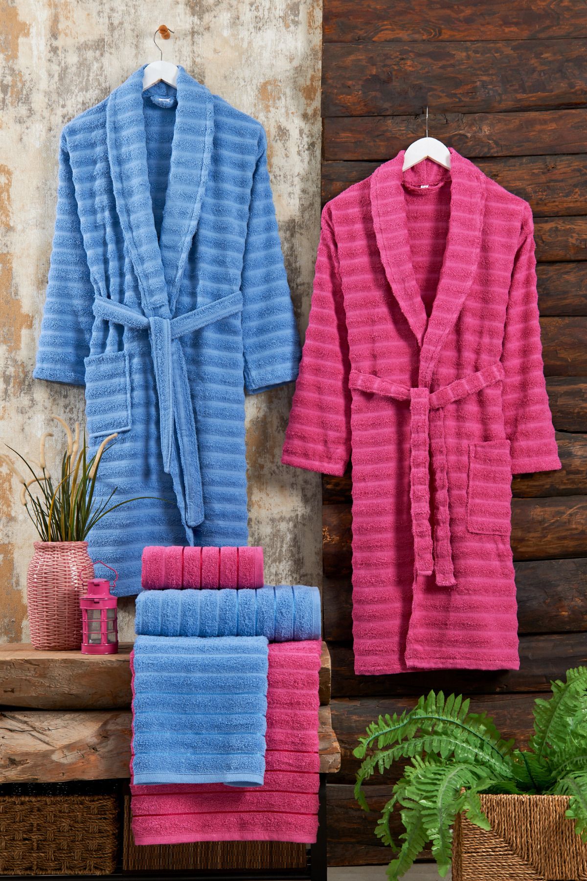 Bathrobe best sale towel set