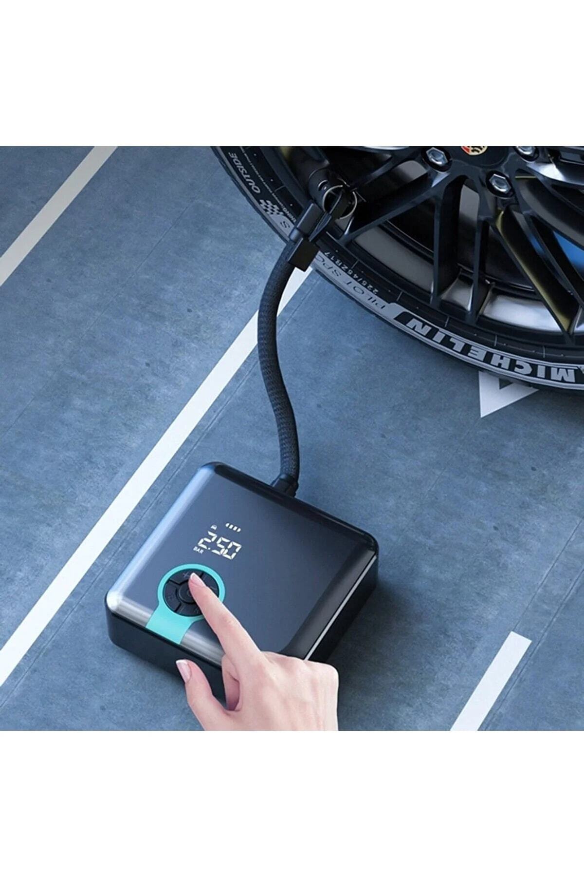 Genel Markalar Hava Pompası Taşınabilir Havakompresörü Lastik Basınç Göstergeli 4000mah Powerbank Şarjlı Araba Oto