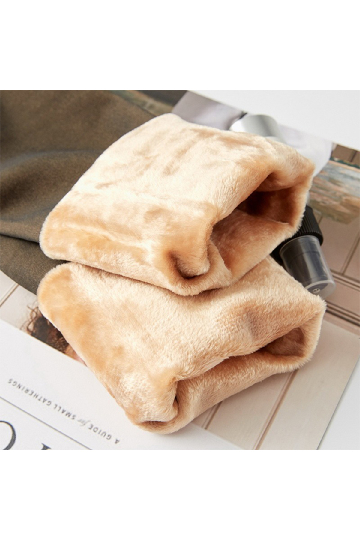 Genel Markalar  Büyük Beden Sıcacık Tutan İçi Peluş İnce Ten Görünümlü Peluş Külotlu Çorap Videolu - Görsel 6