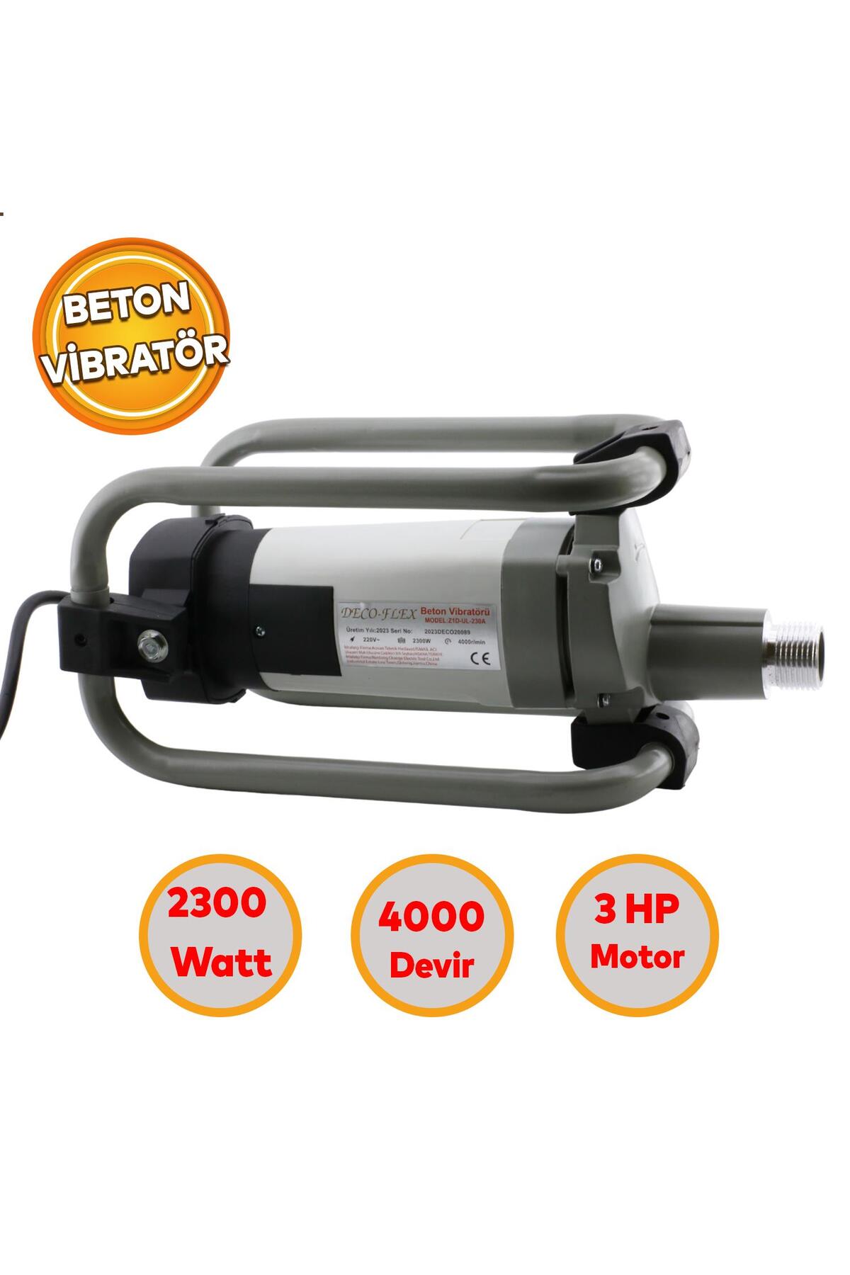 Flex Beton Vibratör 2300W Decoflex Vibratörü 3 HP 4000 Hortumsuz