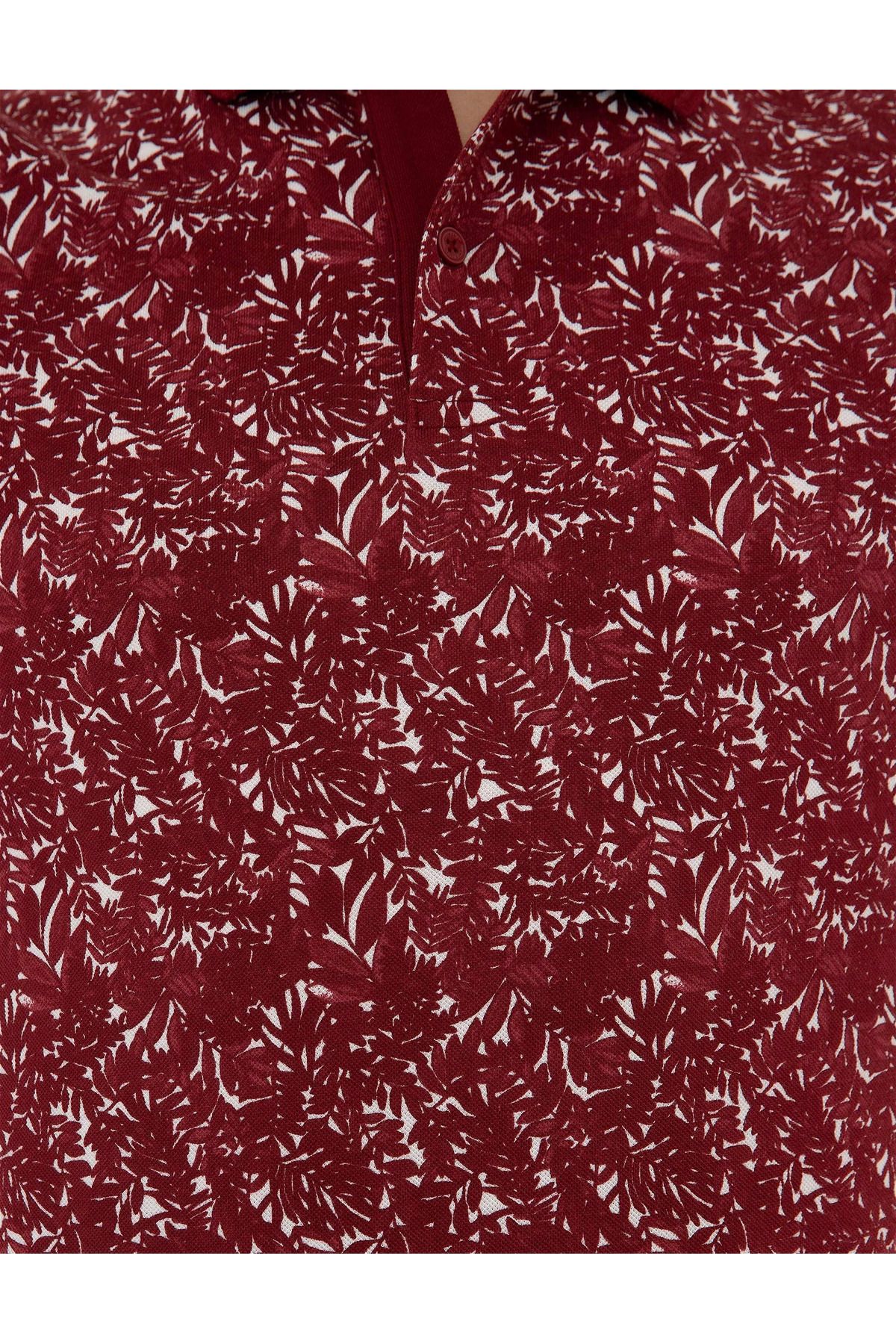 تی شرت یقه پولو قرمز مردانه باریک Claret Red Slim Fit G021GL011.000.990800.VR014 Pierre Cardin