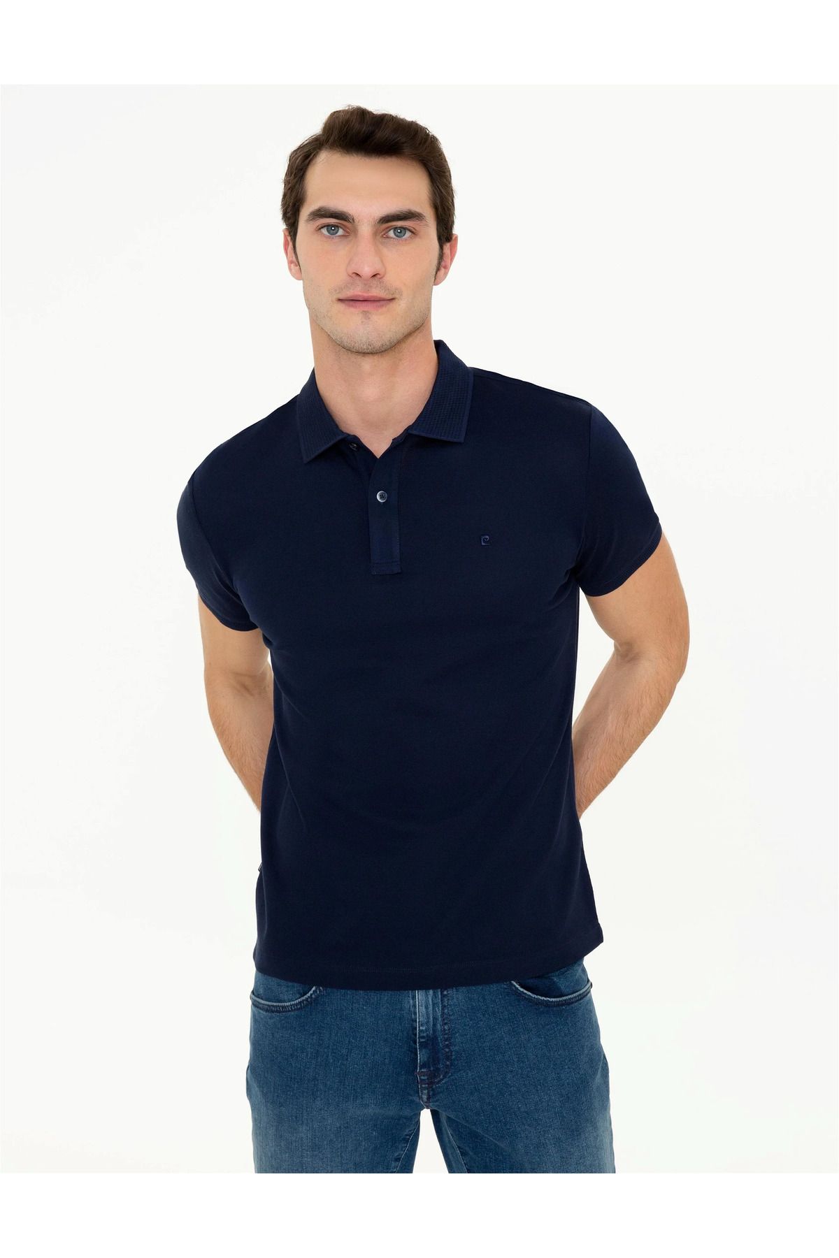 تی شرت یقه پولو آبی مردانه چوگان باریک G021SZ011.000.1370054 Pierre Cardin