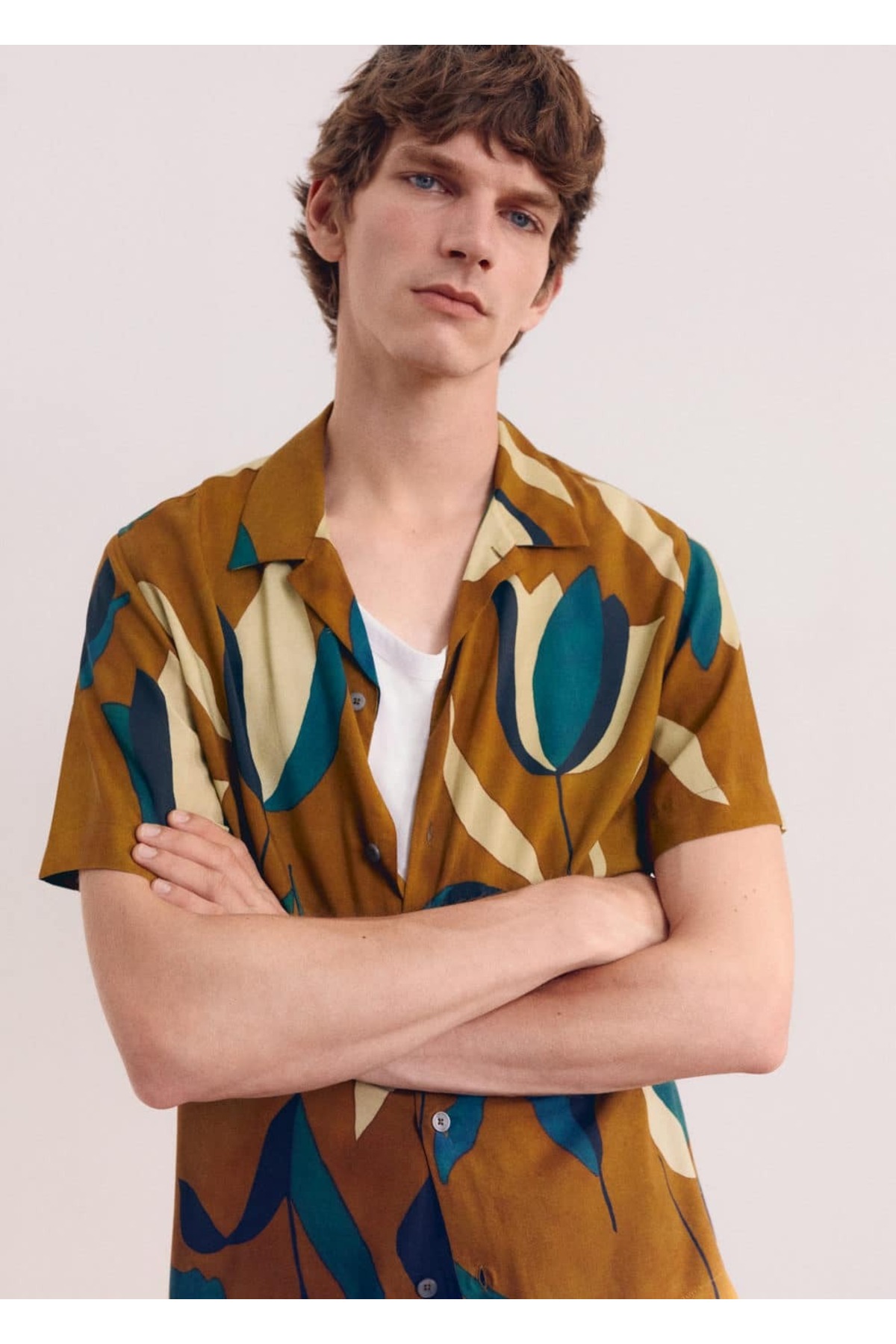 پیراهن مردانه نارنجی منگوMANGO Man | 57022517 اورجینال - تصویر 8