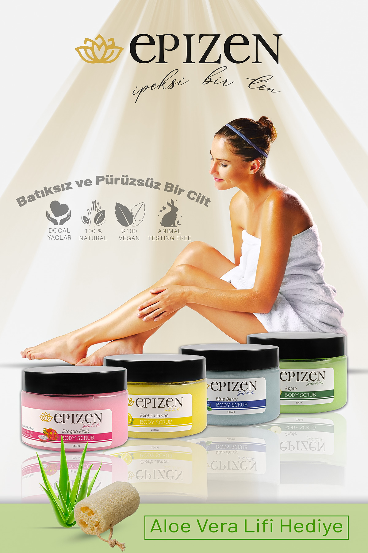 Azulen Boncuk Ağda - Vücut Peeling Bakım Seti Kabak Lifli Aloe Vera Sabun Hediyeli — 25682345 — تصویر 4 از 5