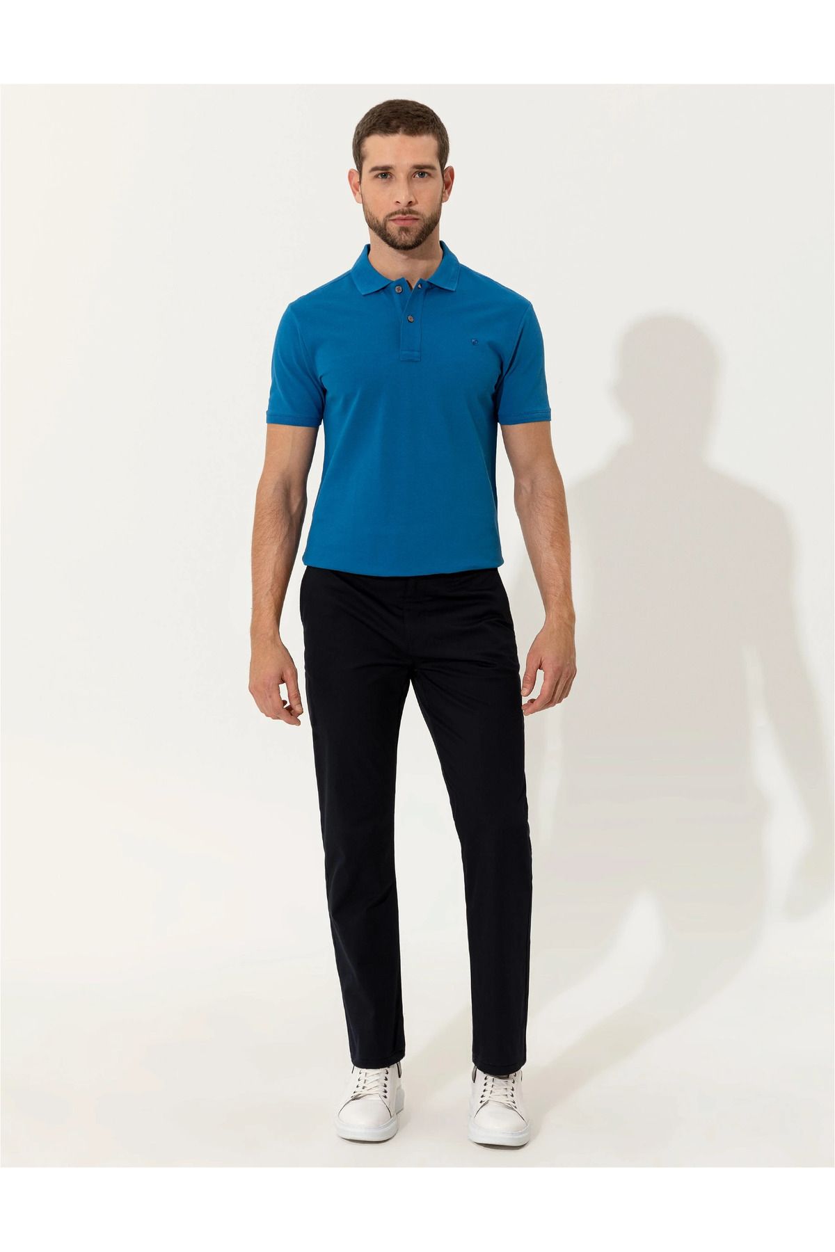 تی شرت یقه پولو آبی مردانه باریک G021SZ011.000.1370048.VR106 Pierre Cardin
