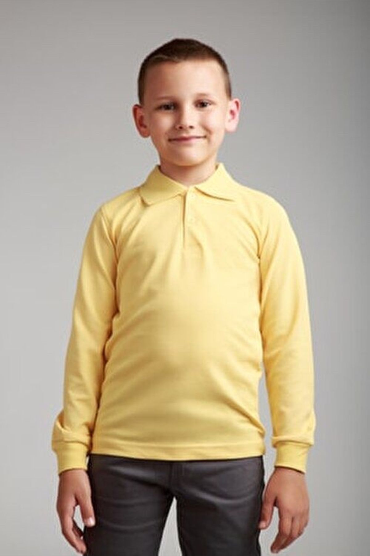 NZY Tekstil Tricou Galben Cu Mânecă Lungă Cu Gât Polo Unisex - 7–8 years