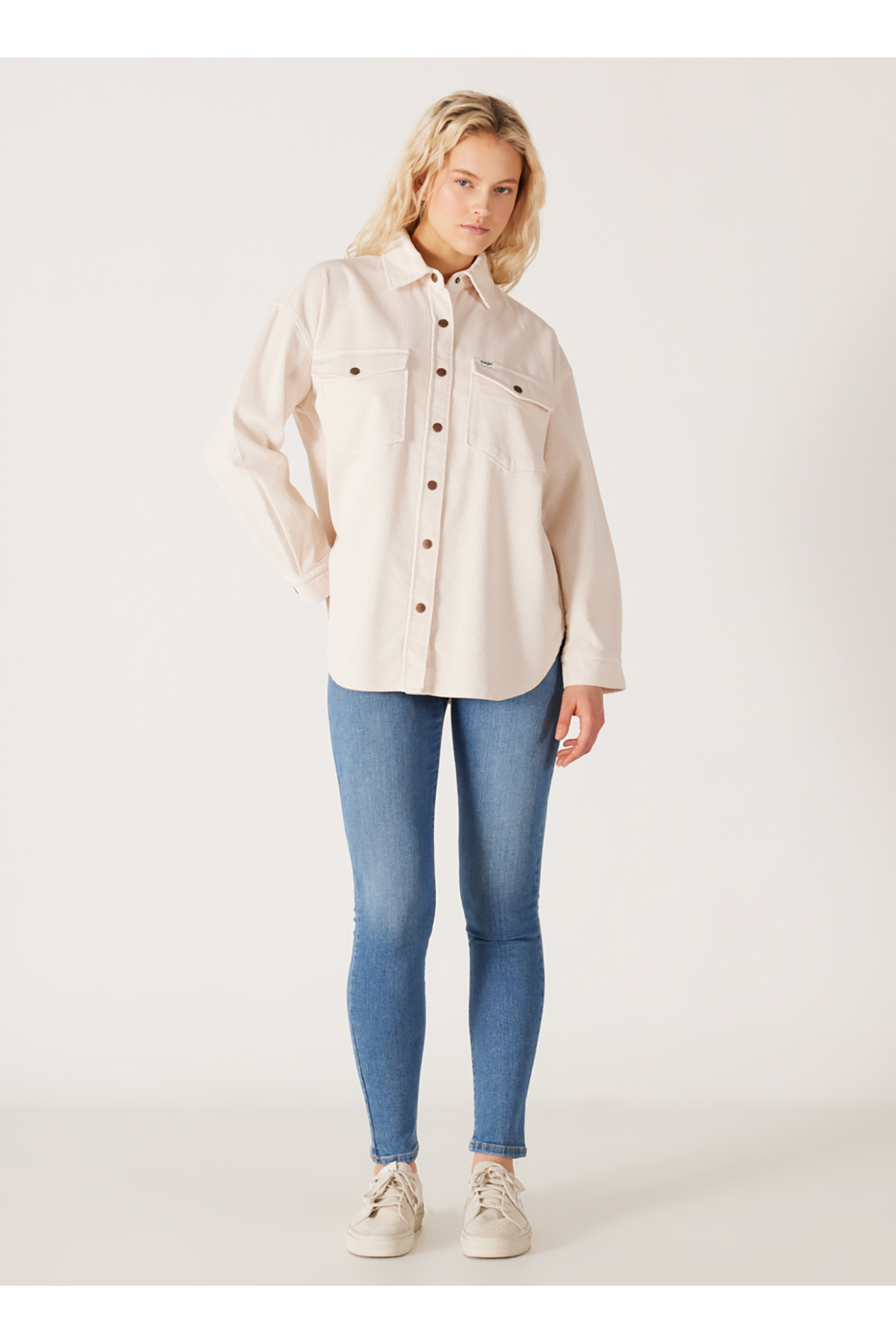Wrangler  Oversize Gömlek Yaka Ekru Kadın Gömlek W232160104-Ekru - Görsel 5