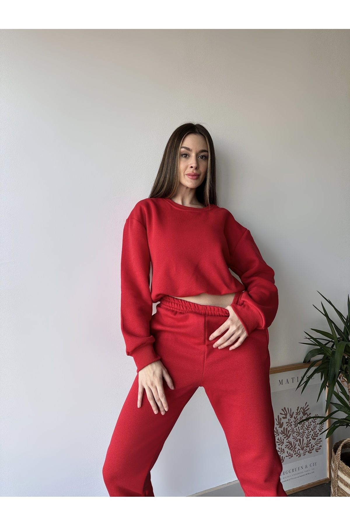 PURE EFFECT Sweatsuit set Red Oversize Trendyol