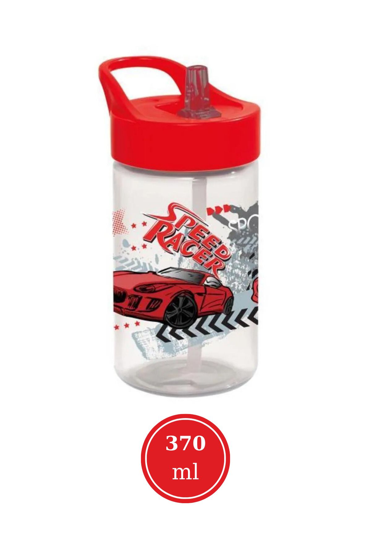 Flosoft-Race Car Children's Flask with Straw, Racer Pattern Water Milk Soft Drink Cup with Lid 430ml 2