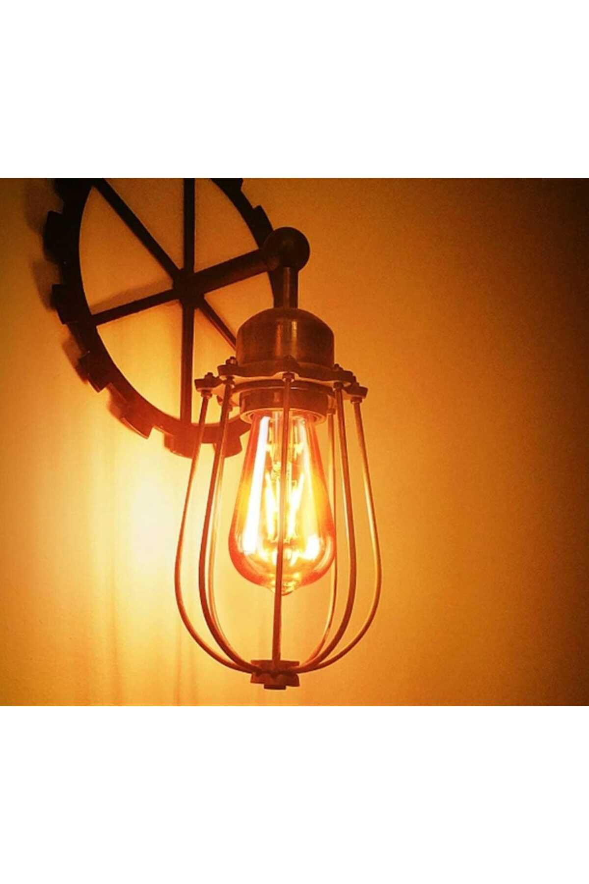 Viesteknoloji-CHANDELIER BULB WITH LED FLEMAN ST64 PEAR TYPE RUSTIC BULB E27 GLASS BULB WITH BASE 3