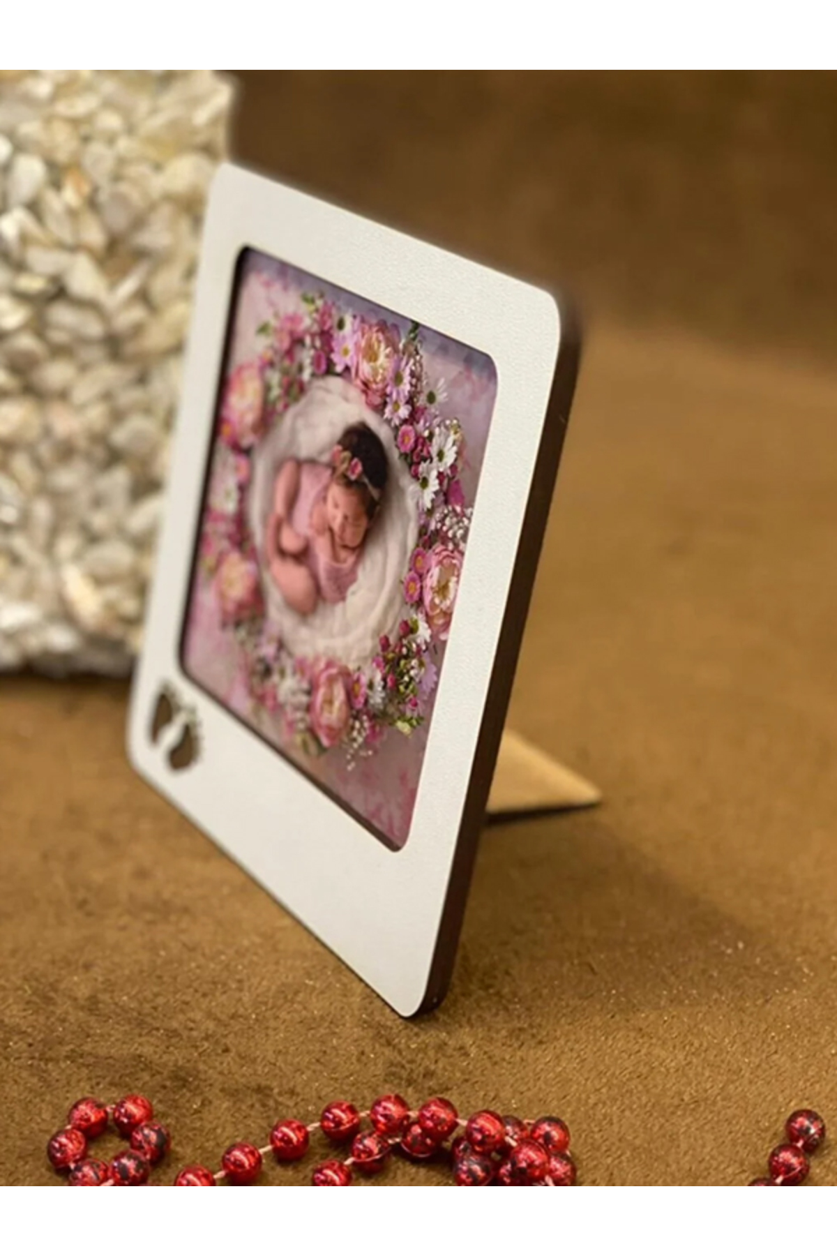 Olur o zaman Ahşap Beyaz Dekoratif Mini Boy Bebek Çerçevesi 1 Adet (13X13 CM) fotoğrafı 3 (önizleme)