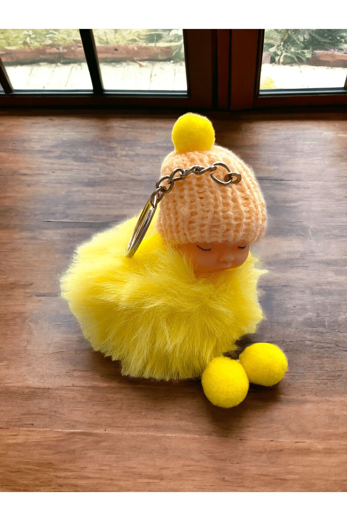 Yellow pom pom best sale keychain