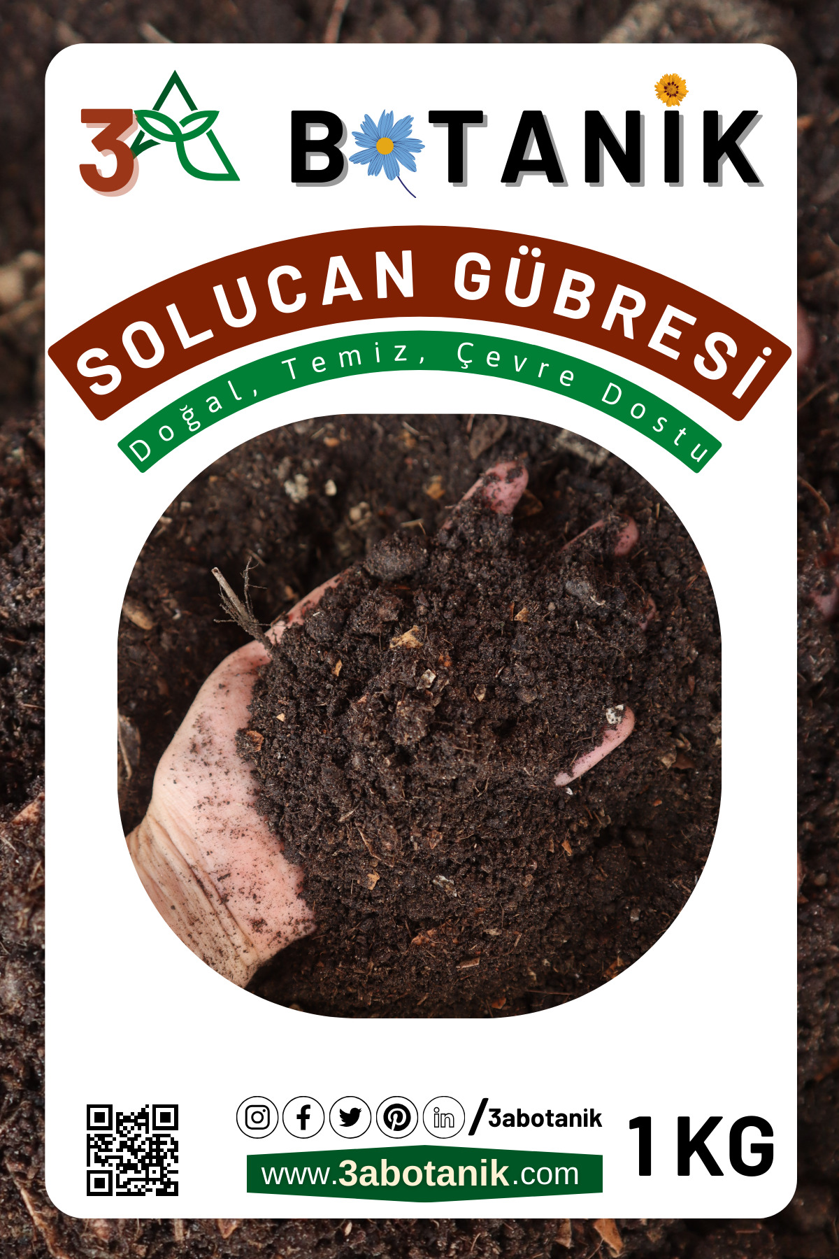 Natural Solid Earthworm Fertilizer, 100% Natural, Additive-Free and Odorless, 1 Kg