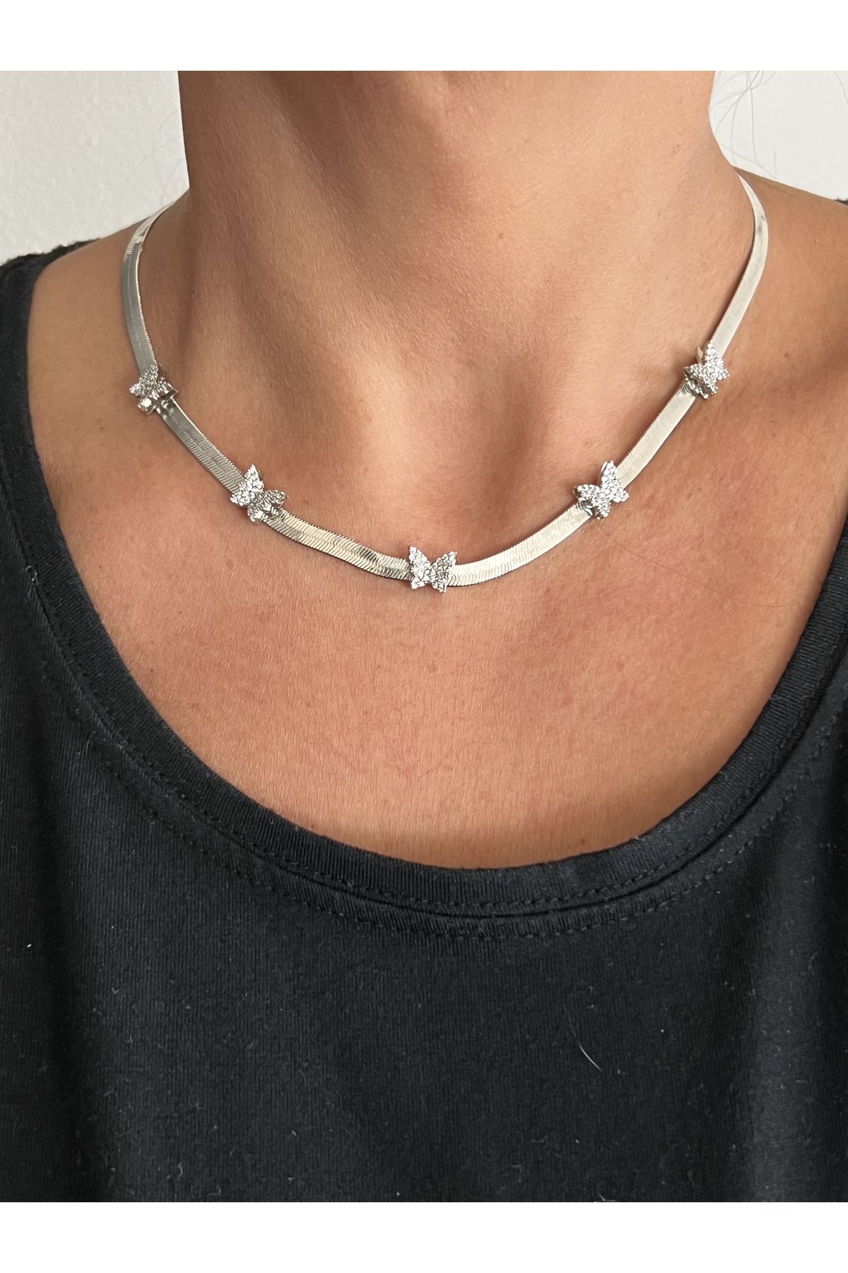 Butterfly choker shop necklace silver