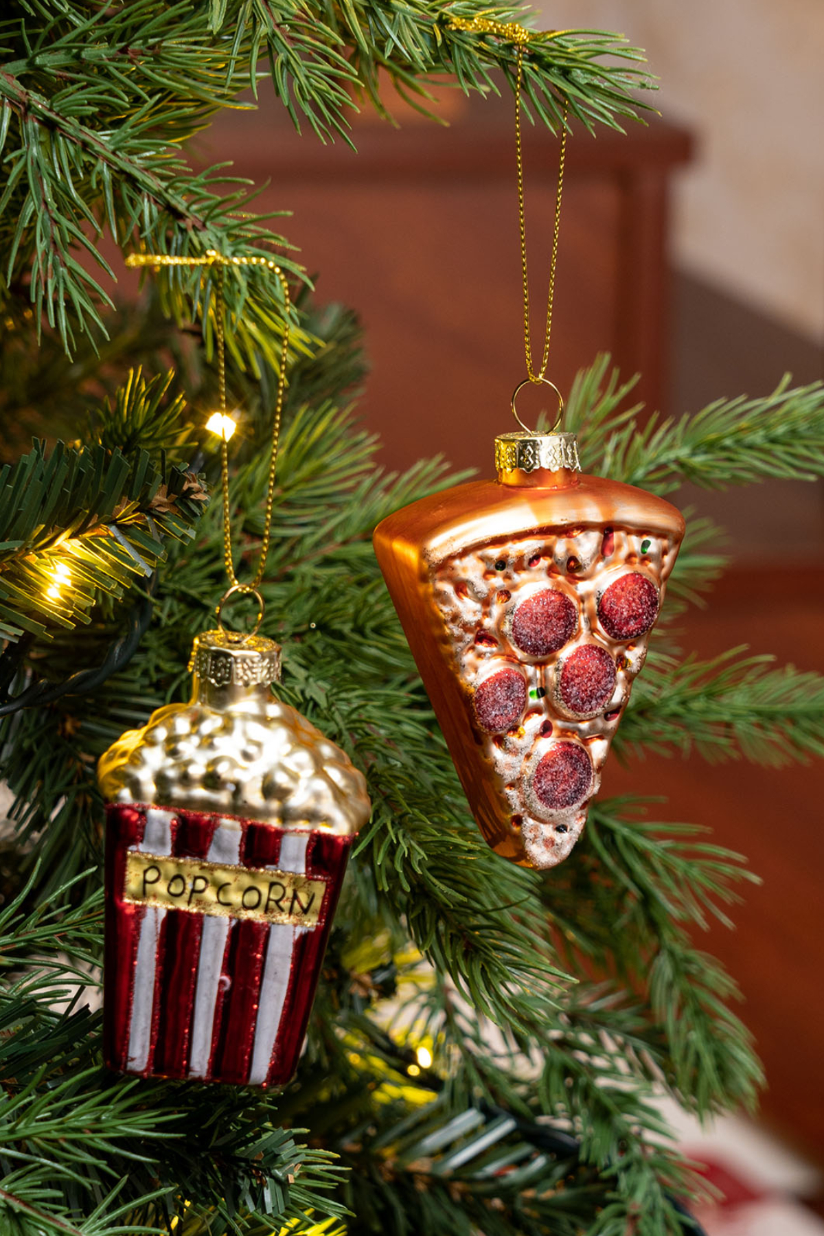 Karaca Home New Year Yılbaşı Popcorn Pizza Ağaç Süsü Seti 2 Parça