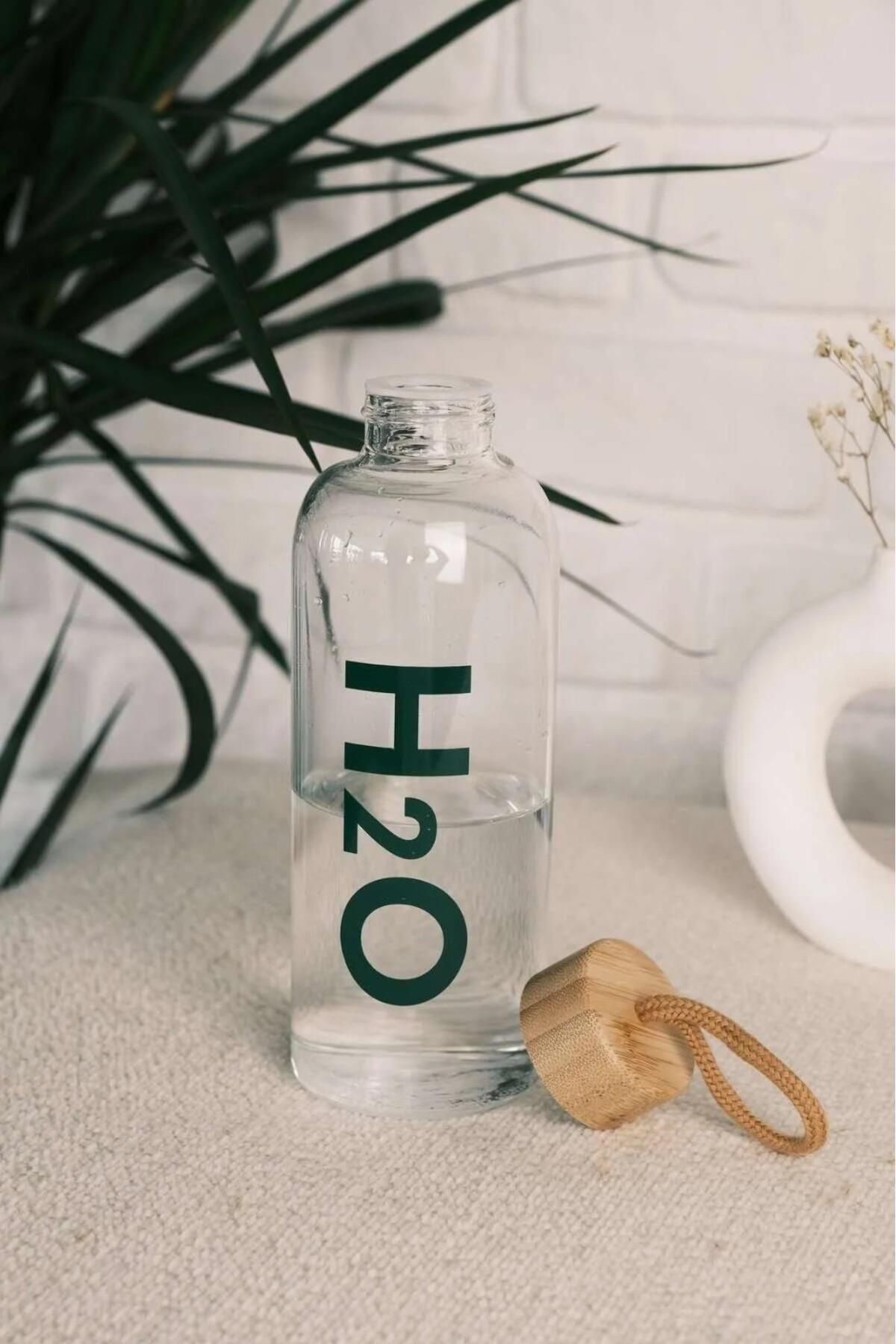 HOMENIVA H20 Glass Flask with Bamboo Lid 1 Liter Trendyol