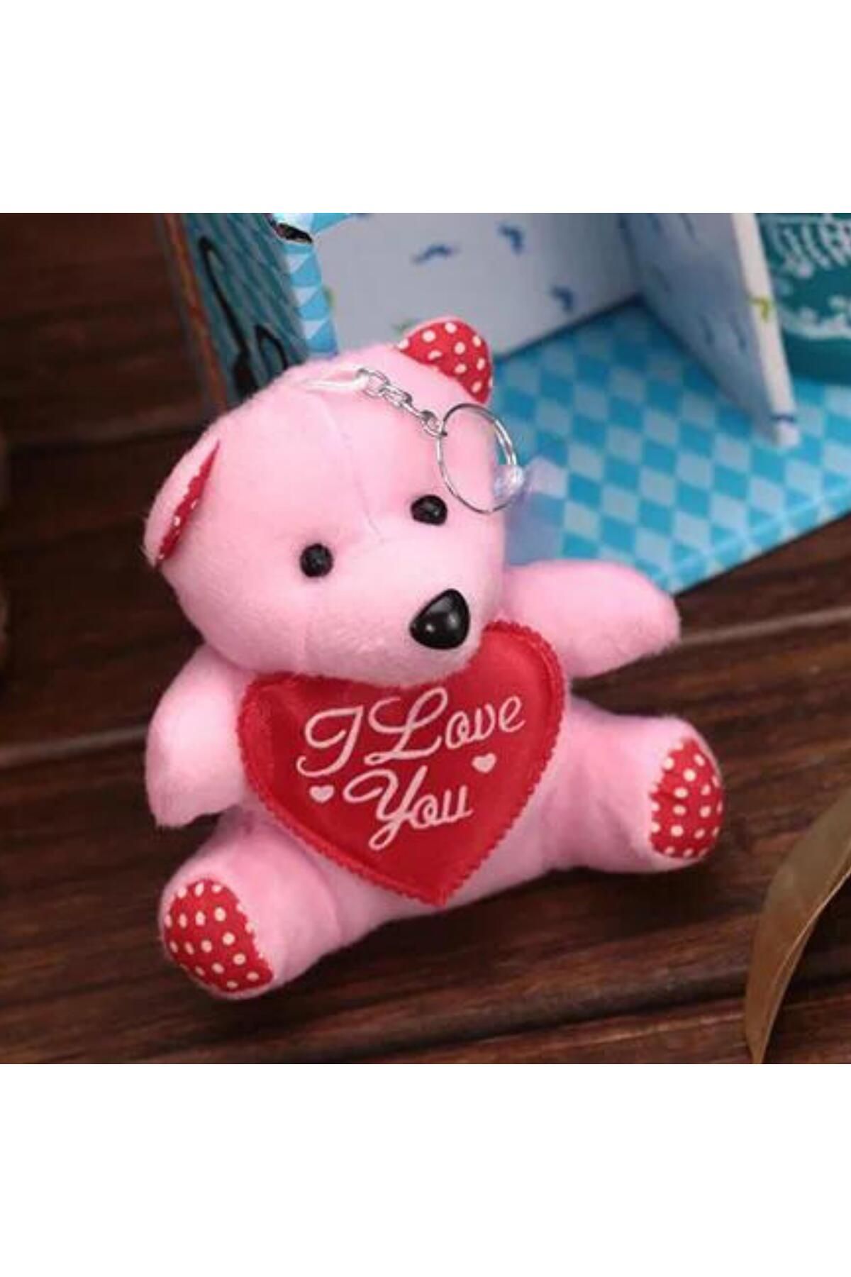 TUENG STORE I Love You Written Heart Teddy Bear Plush Keychain