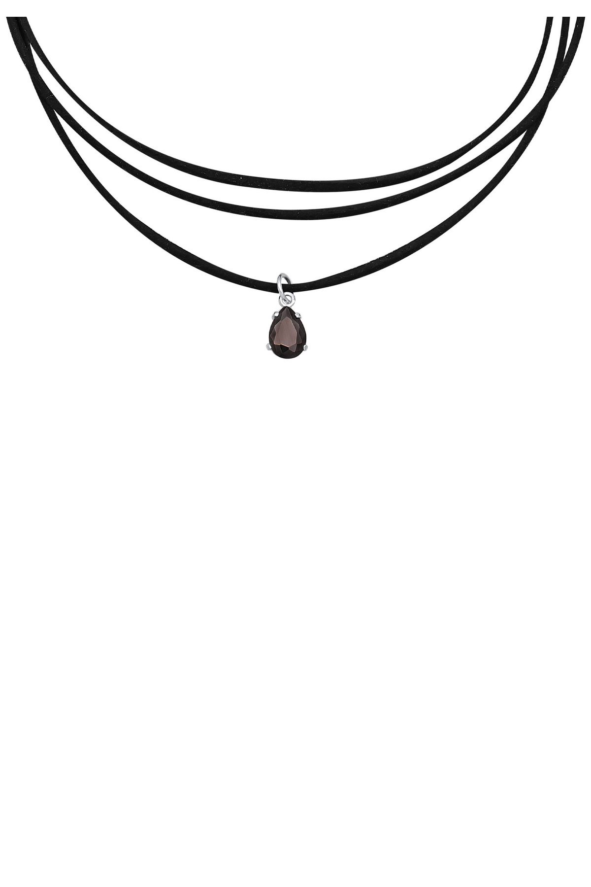 ELLI-Halskette Kunstleder Halsband Zirkonia Tropfen Anhänger 925 Silber 2