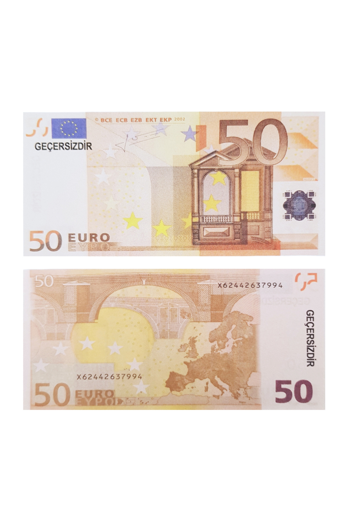 POPKONSOL Geçersiz Şaka Düğün Parası Sahte Para 100 Adet Oyun Parası 50 Euro