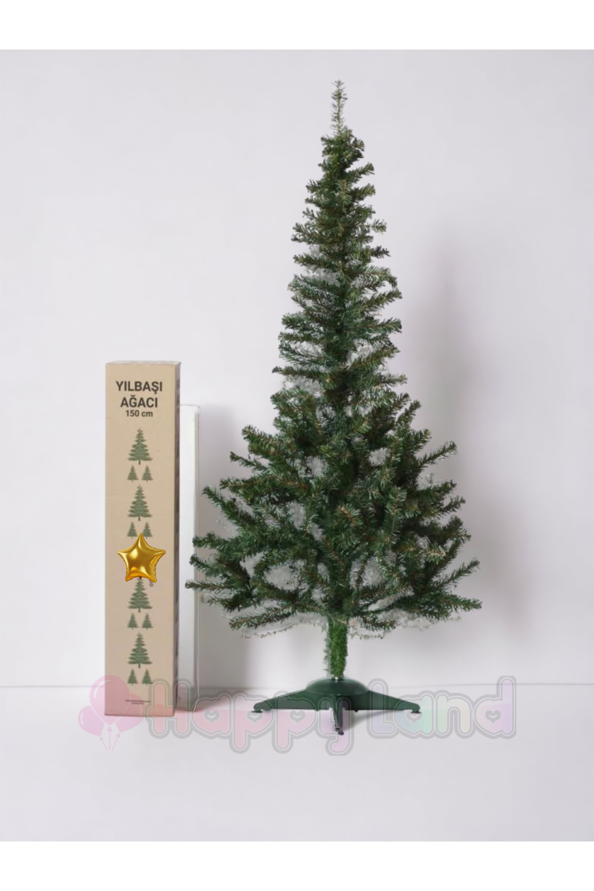 Happyland Yılbaşı Çam Ağacı 150 Cm 220 Dal Kutulu Plastik Ayaklı Yılbaşı Ağacı