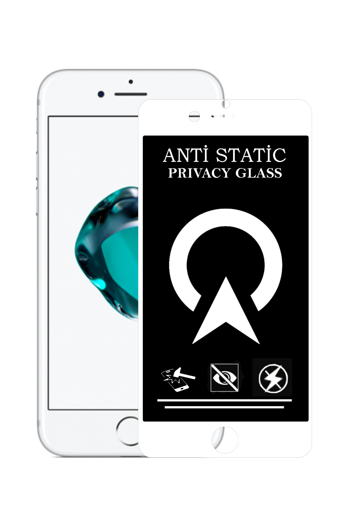 Apple iPhone SE 2022 Tam Kaplayan Anti Statik Görünmez Safir Ekran Koruyucu Hayalet Cam - Beyaz