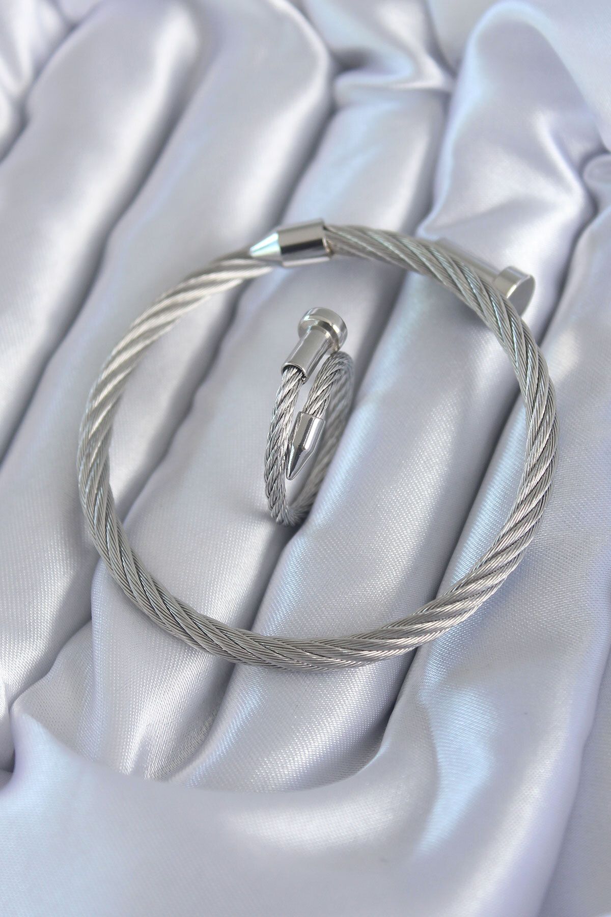Clariss 316L Steel Silver Color Spiral Model Men s Bracelet Ring Combination