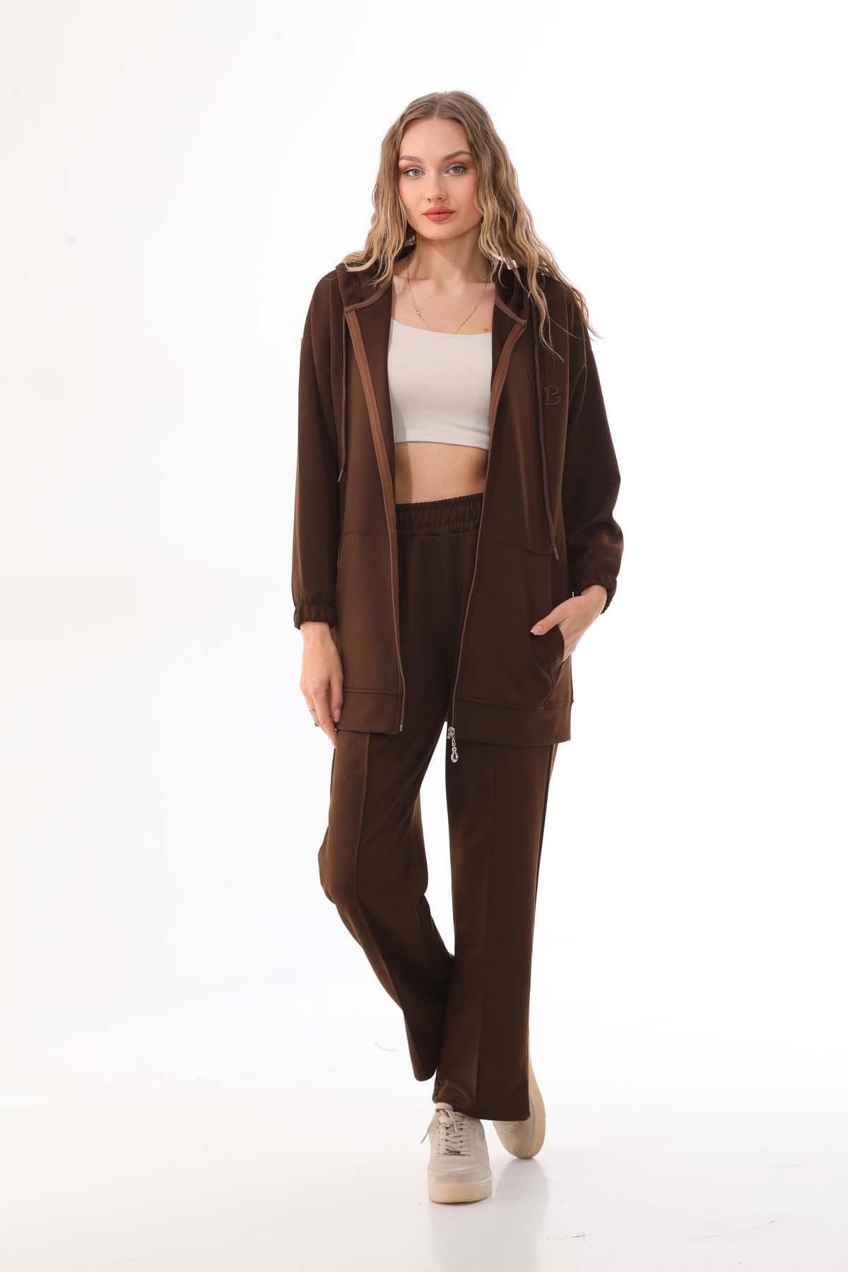 westbound Women s Brown Color Bottom Top Hijab Sports Tracksuit