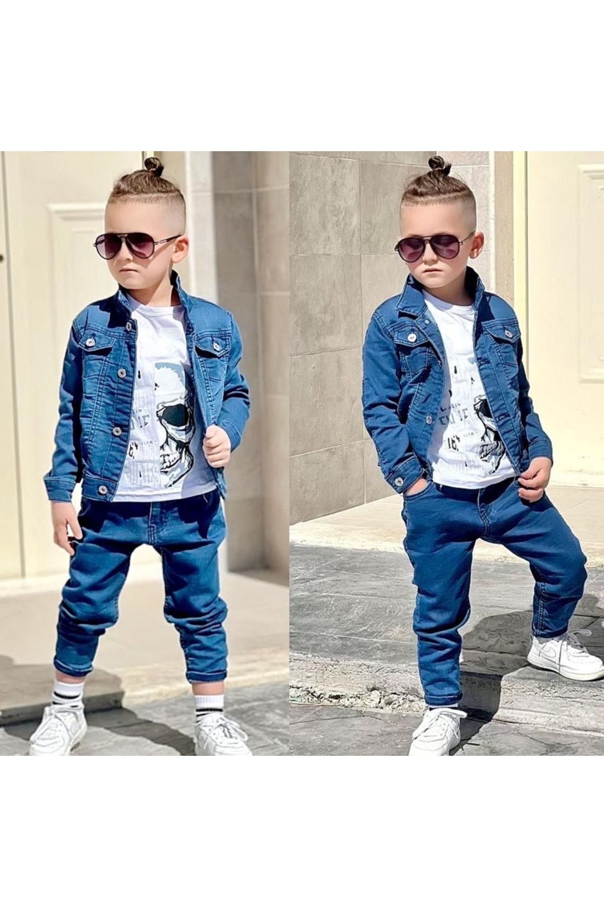 Denim store jacket suit