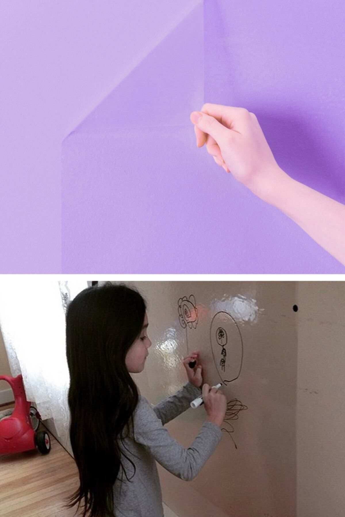 Tutunabilir Kağıt-2 Transparent Static Paper Writing Boards - 60X100 Cm, Applicable with Pen and Button 5