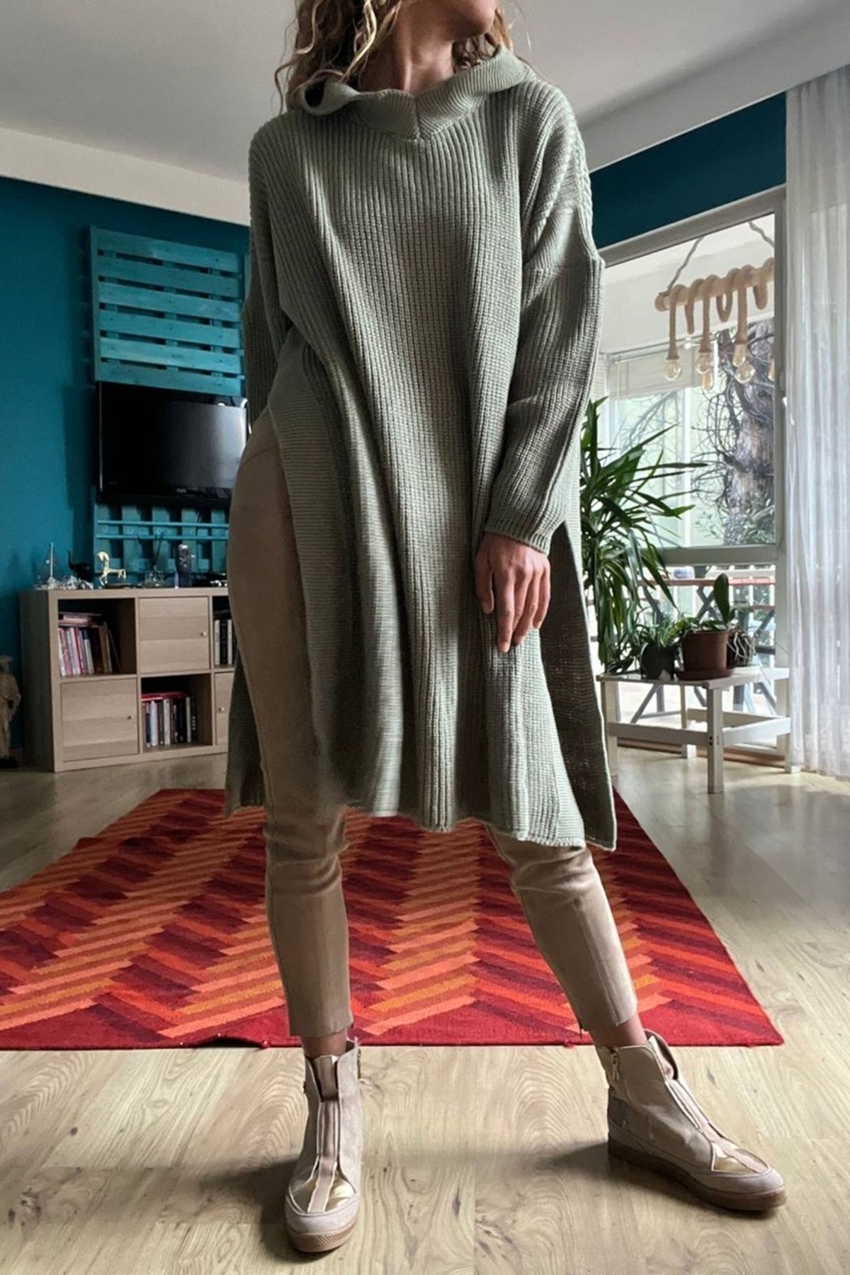 Hooded discount tunic sweater