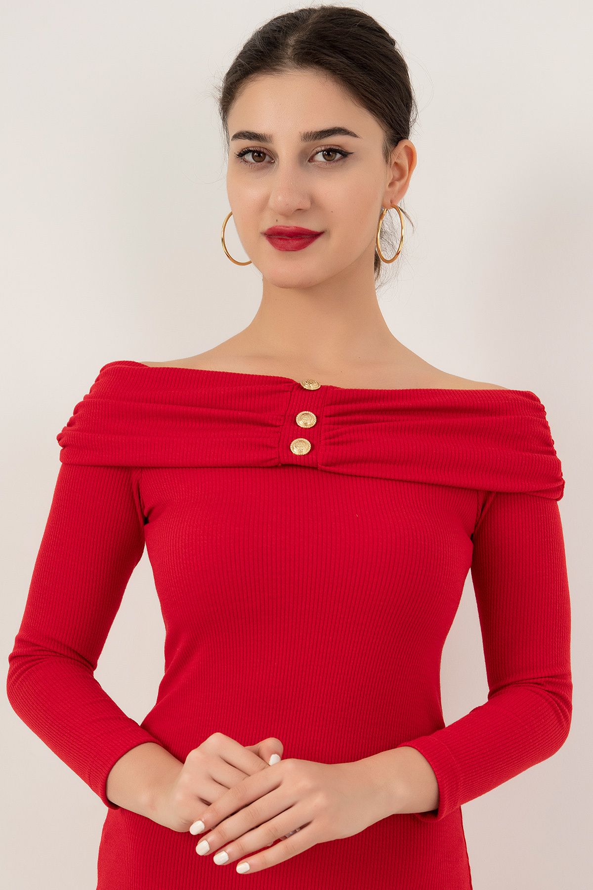 PULLIMM-Front Buttoned Gathered Dress 2023-0017 2