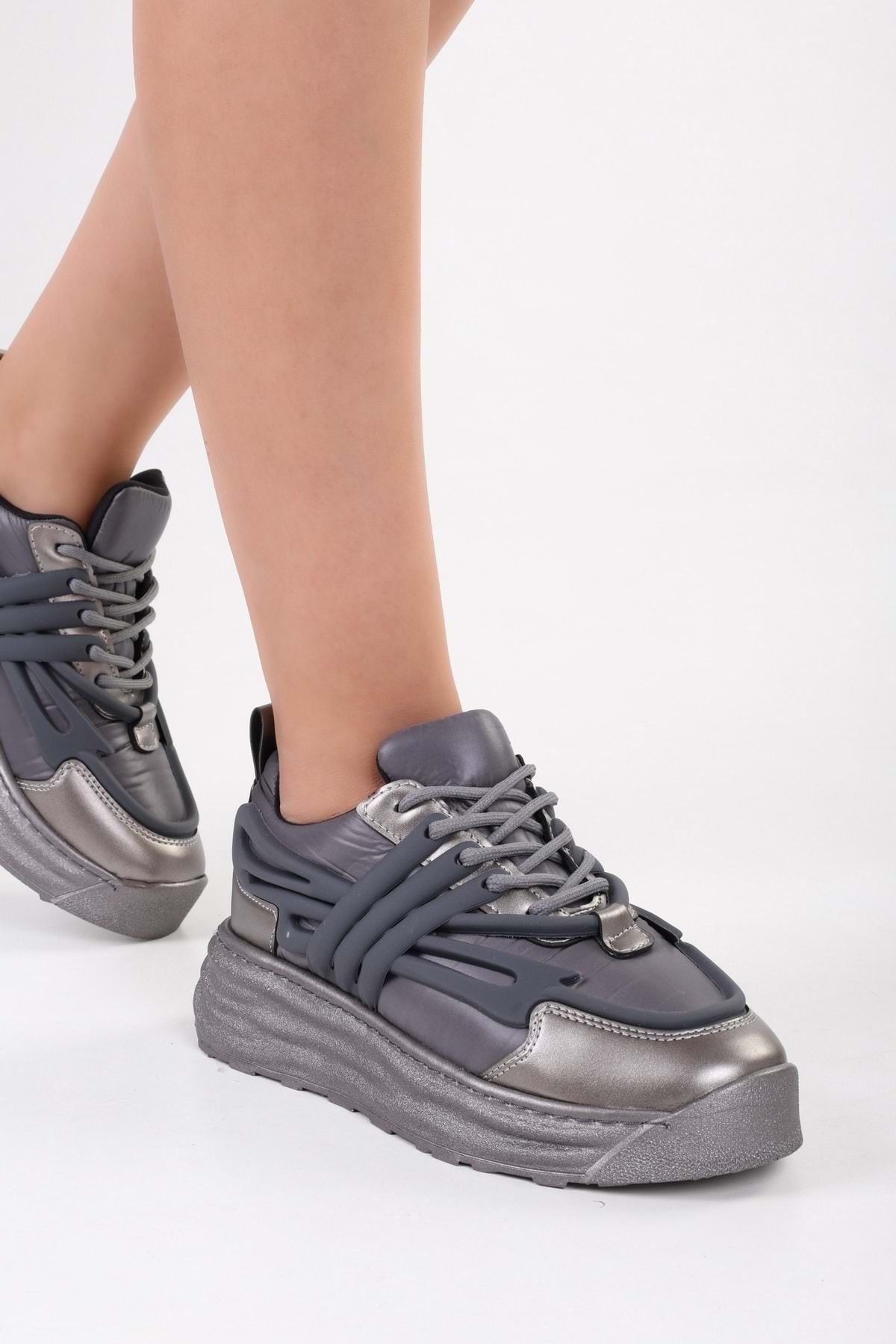 Shoeberry Women s Langston Gray Parachute Casual Sneaker Shoes
