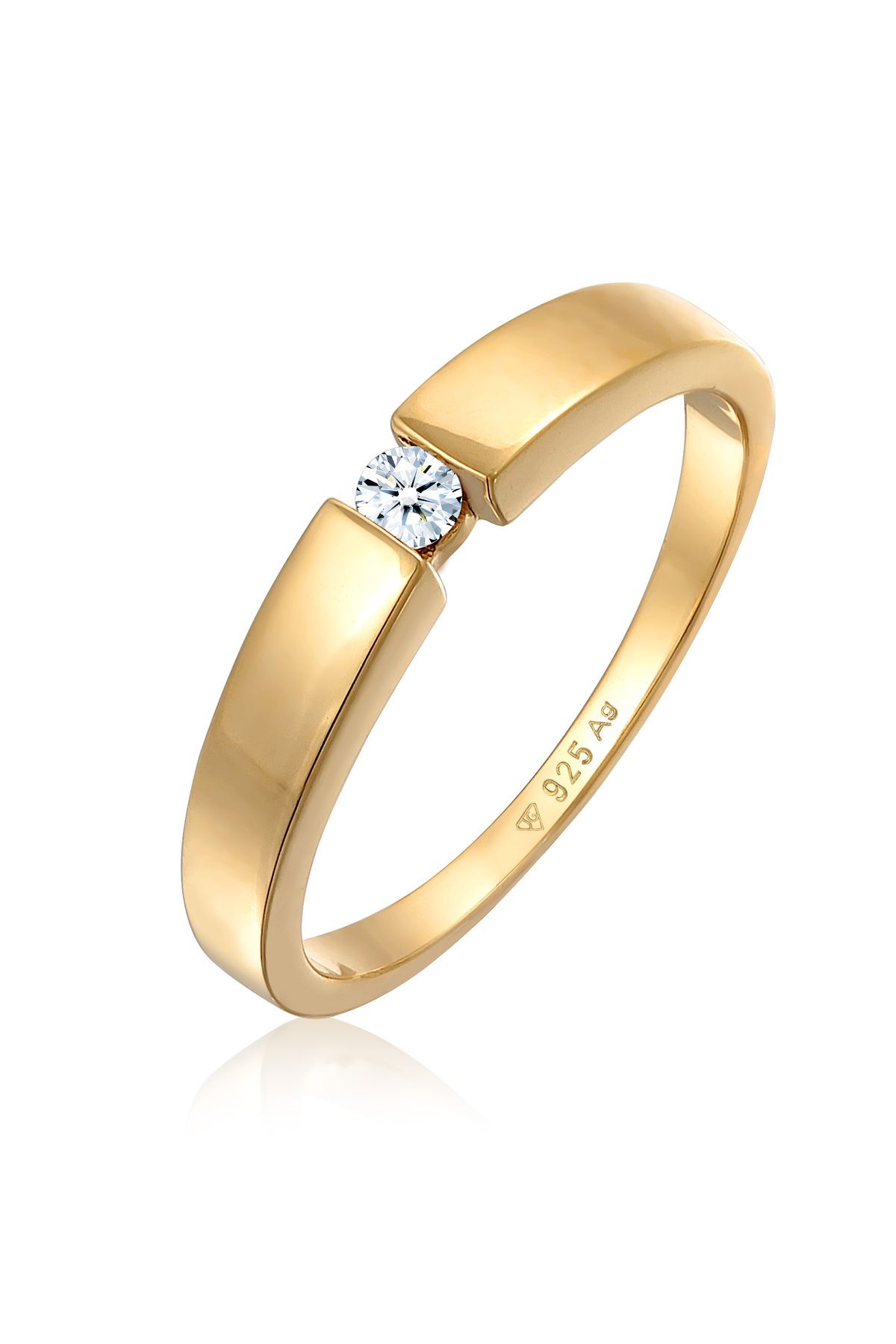ELLI Ring Band Classic Diamond (0,06 Ct.) 925 Sterling Silber für Damen - 52