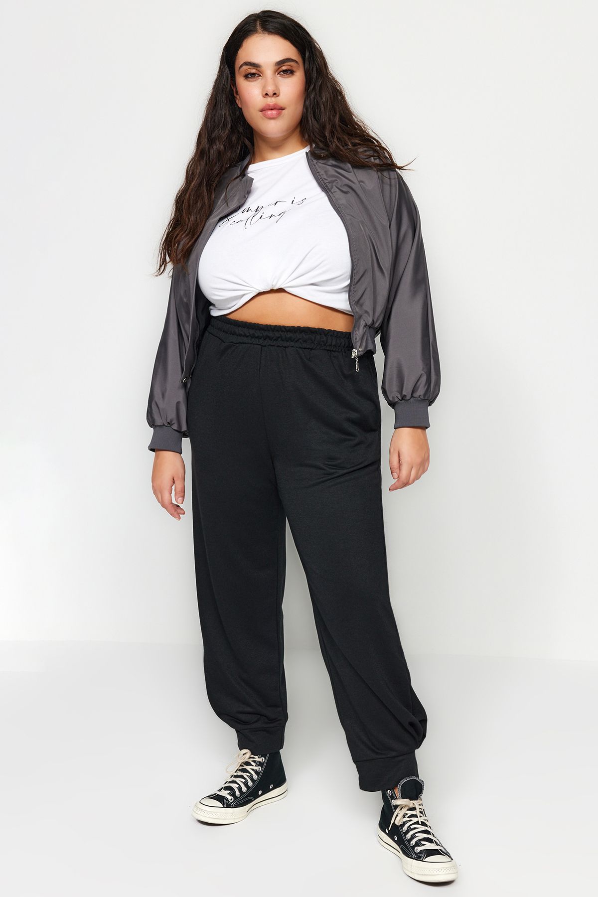 Trendyol Curve-Black Thin Jogger Knitted Sweatpants TBBAW24AJ00011 3
