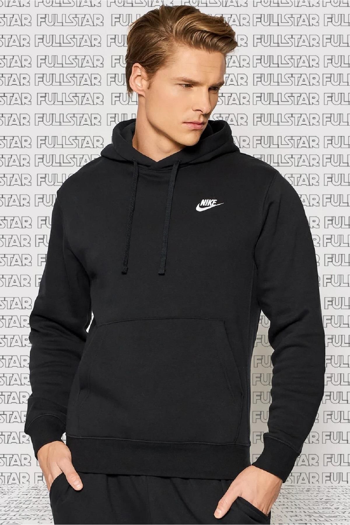 Nike Sportswear Hoodie Fleece Ribbed Hooded Loose Fit Sweatshirt Black