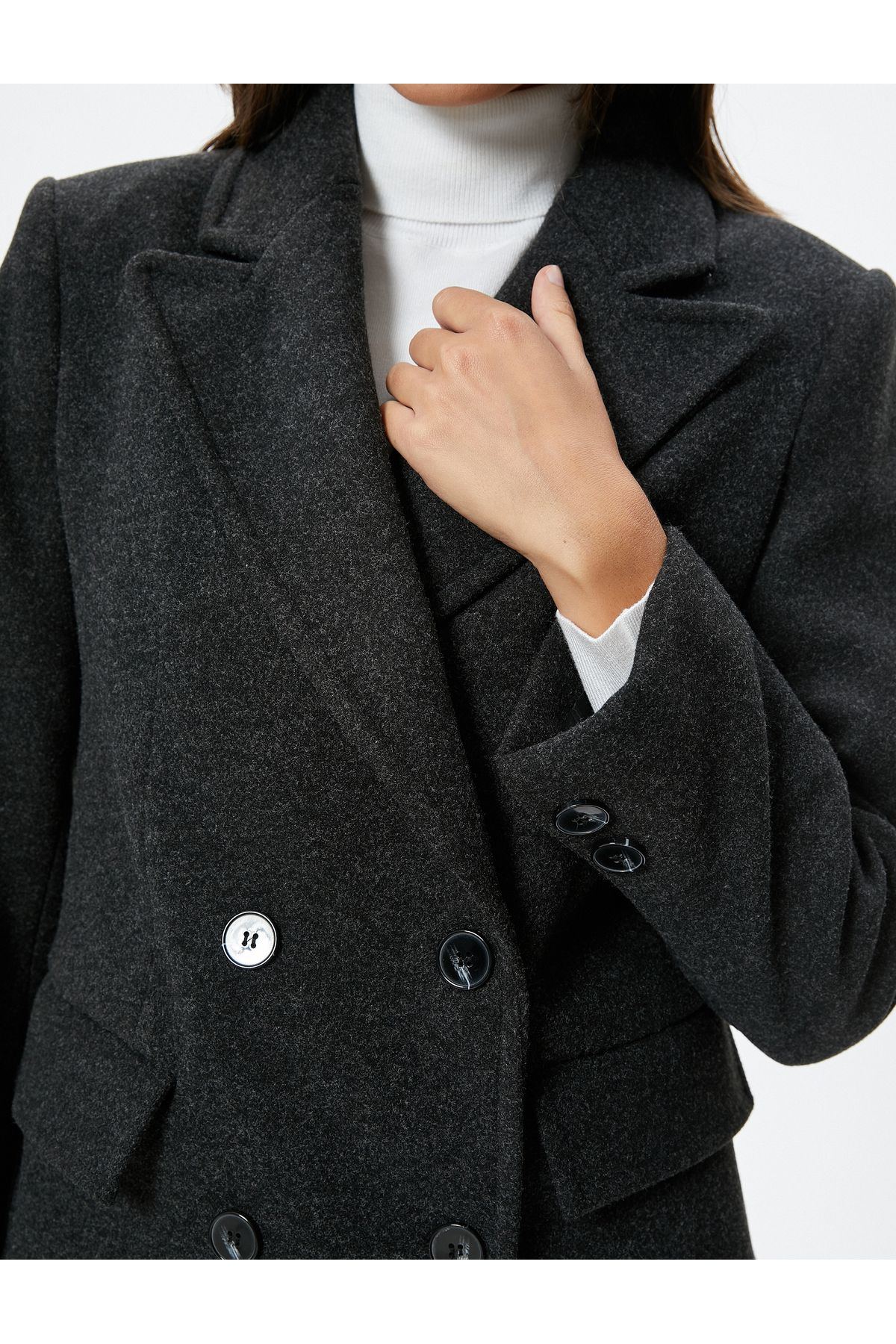 Koton-Blazer Jacket Double Breasted Buttoned with Flap Pockets 5