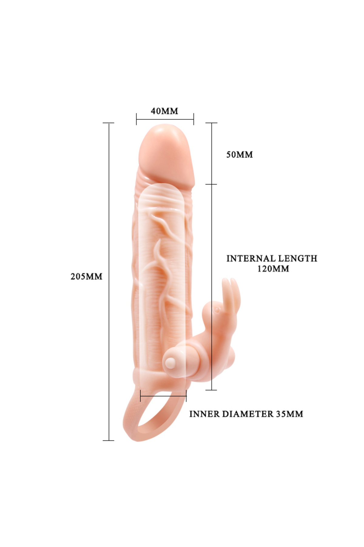 5 Cm Dolgulu 10 Hız Titreşimli Süper Realistik Penis Kılıfı 3